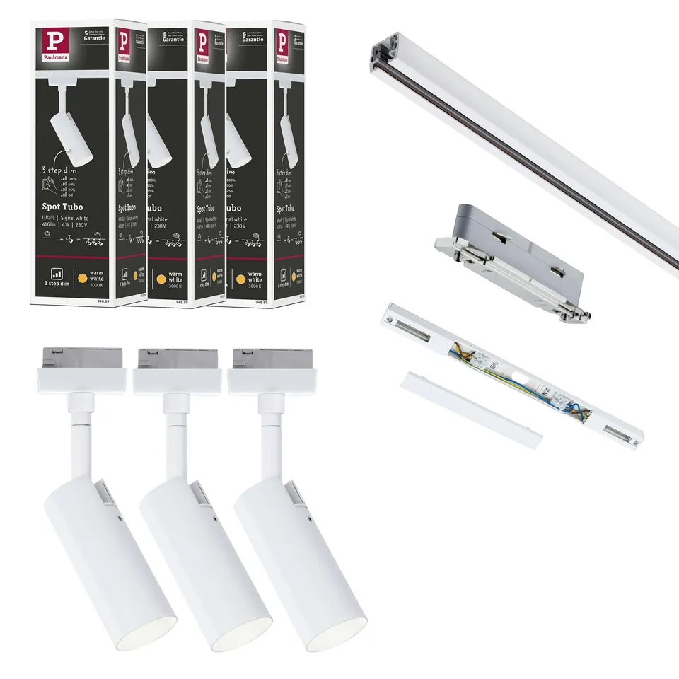 Paulmann URail 5243 Schienenspot Tubo Starterset Weiß 3000K