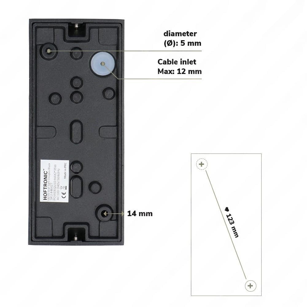 Hoftronic Douglas Wandleuchte Up Down GU10 Schwarz IP64