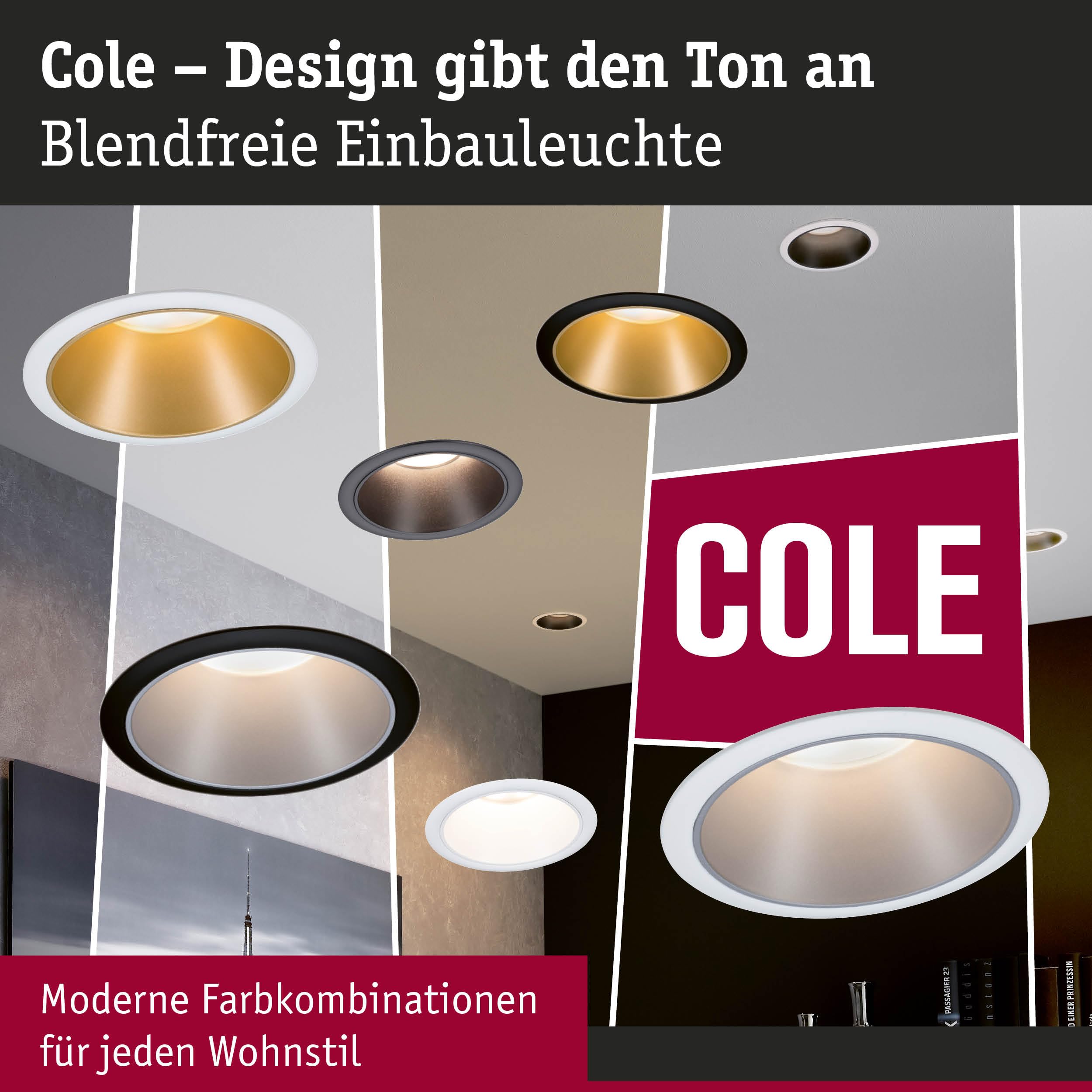 Paulmann Cole Einbauleuchte 6er-Set Schwarz matt IP44