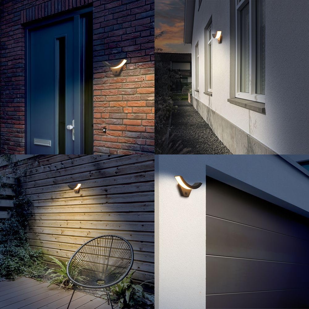 Hoftronic Leeds Wandleuchte außen Sensor schwarz 780lm