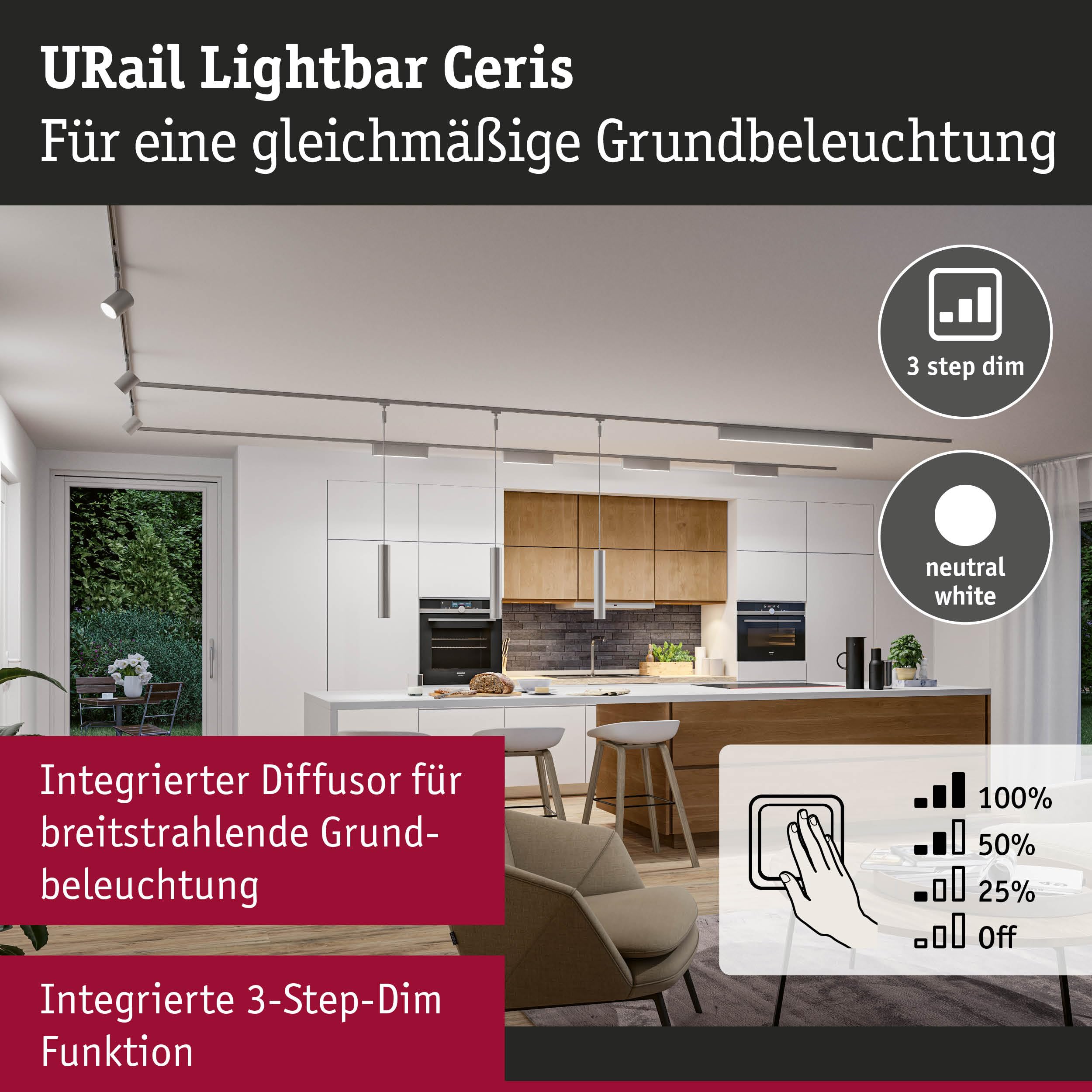 Paulmann URail 95712 Ceris Lightbar Chrom matt 4000K