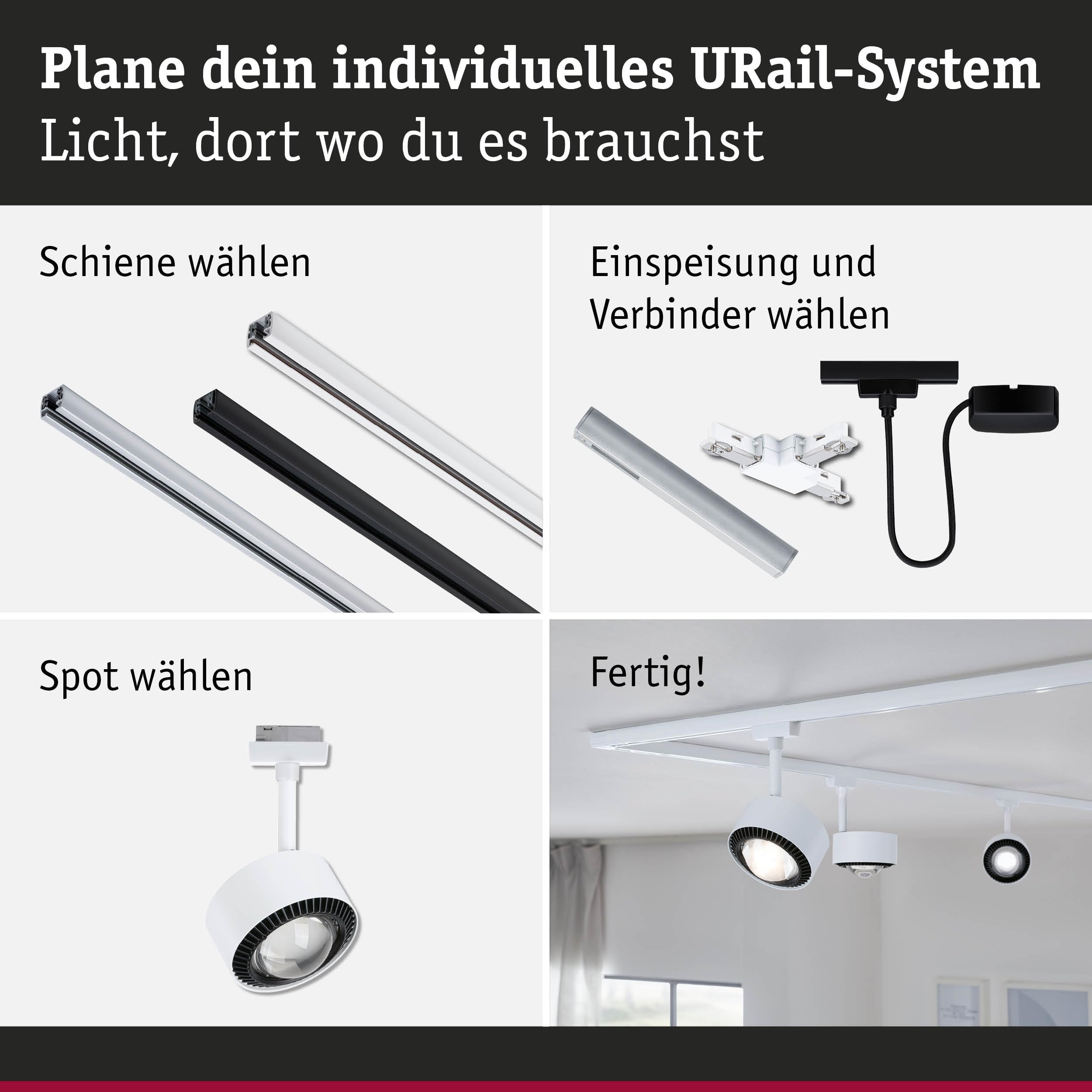 Paulmann URail Aldan 94897 Schienenspot 3000K Weiß