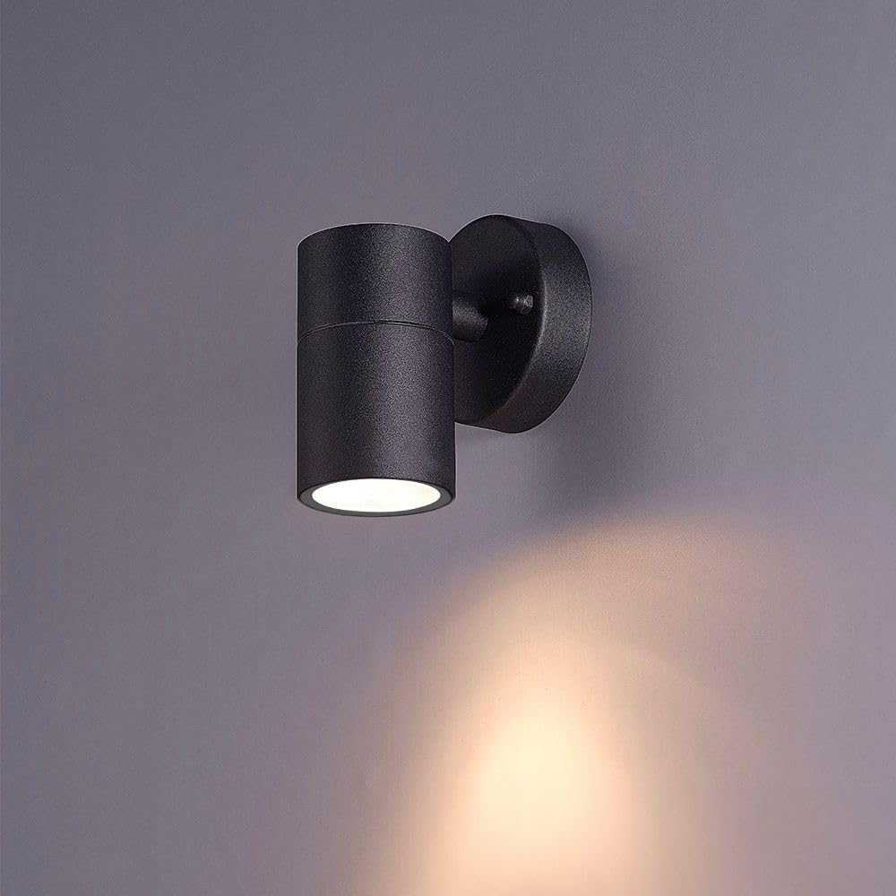 Hoftronic Mason Wandleuchte schwarz IP44 GU10 Downlight