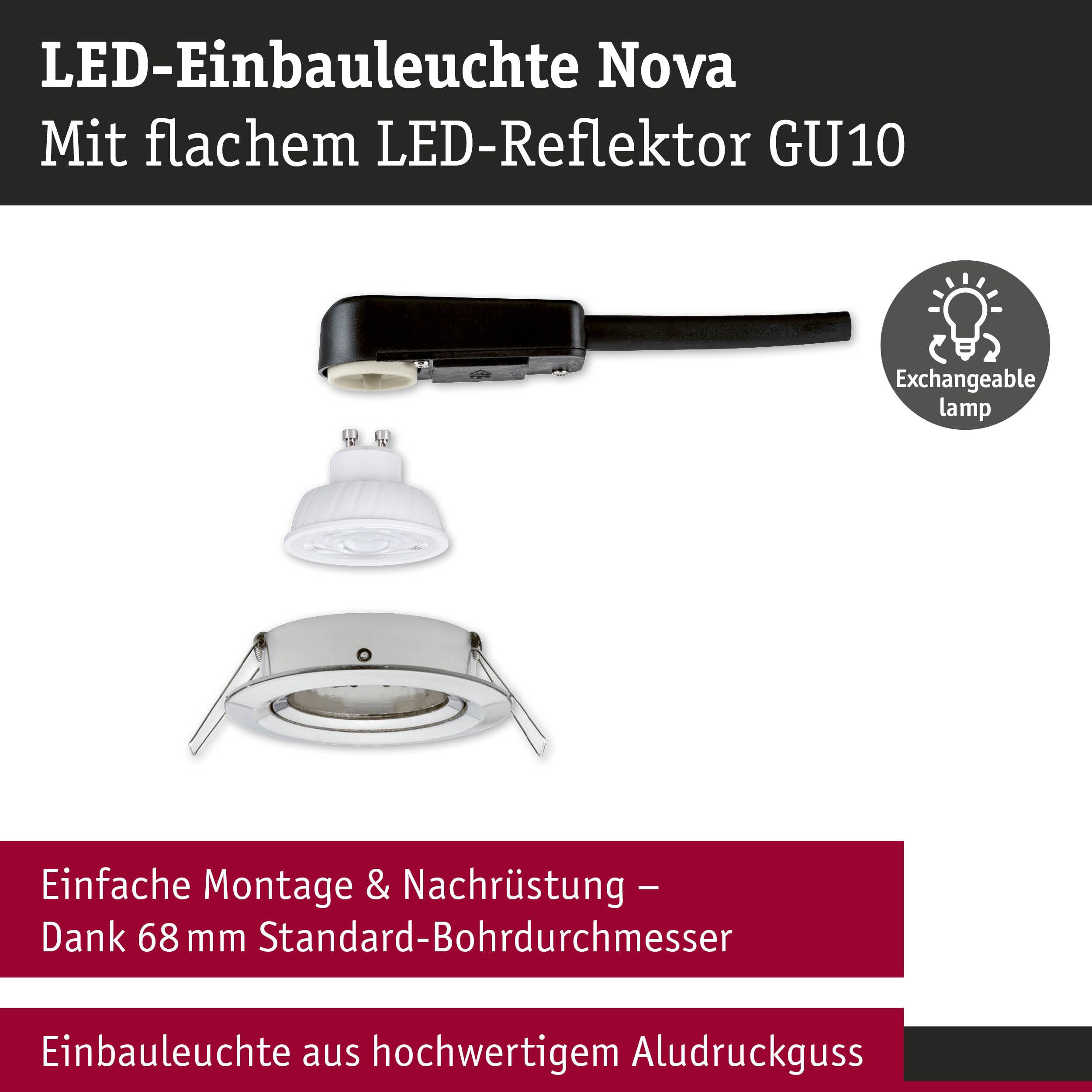 Paulmann Nova 92270 Einbauleuchte eisen schwenkbar 2700K warmweiß