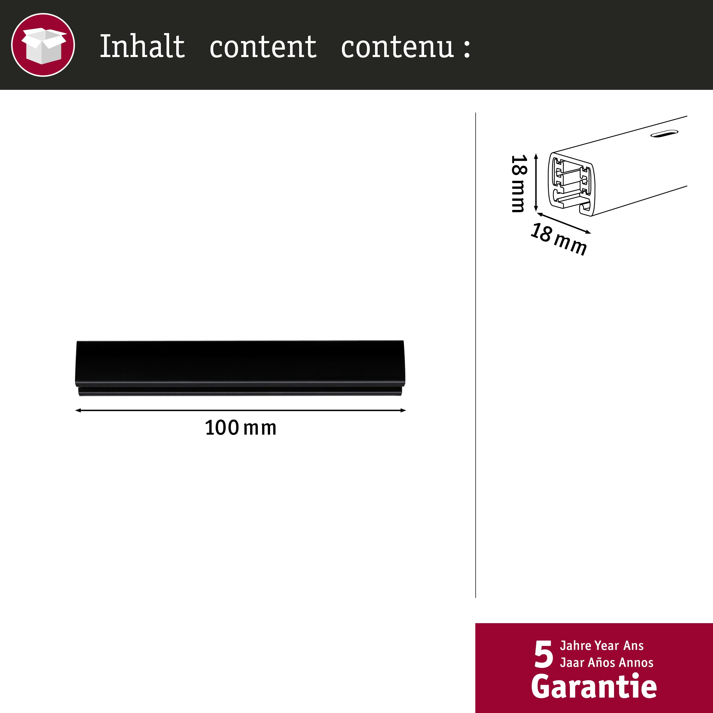 Paulmann URail 96902 Schiene 10cm schwarz matt 230V
