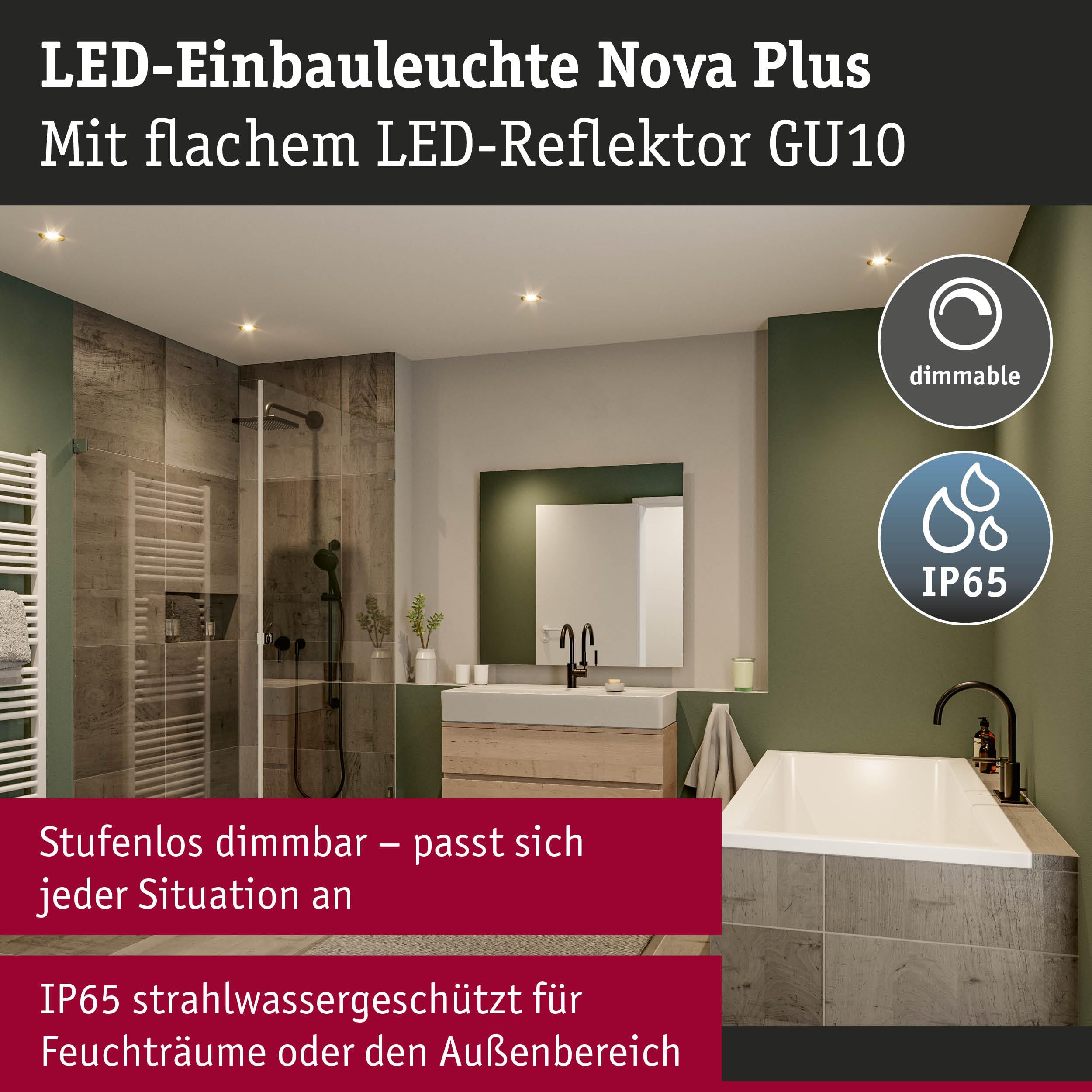 Paulmann Nova Plus GU10 Flat 92419 Einbauleuchte 3er-Set gold
