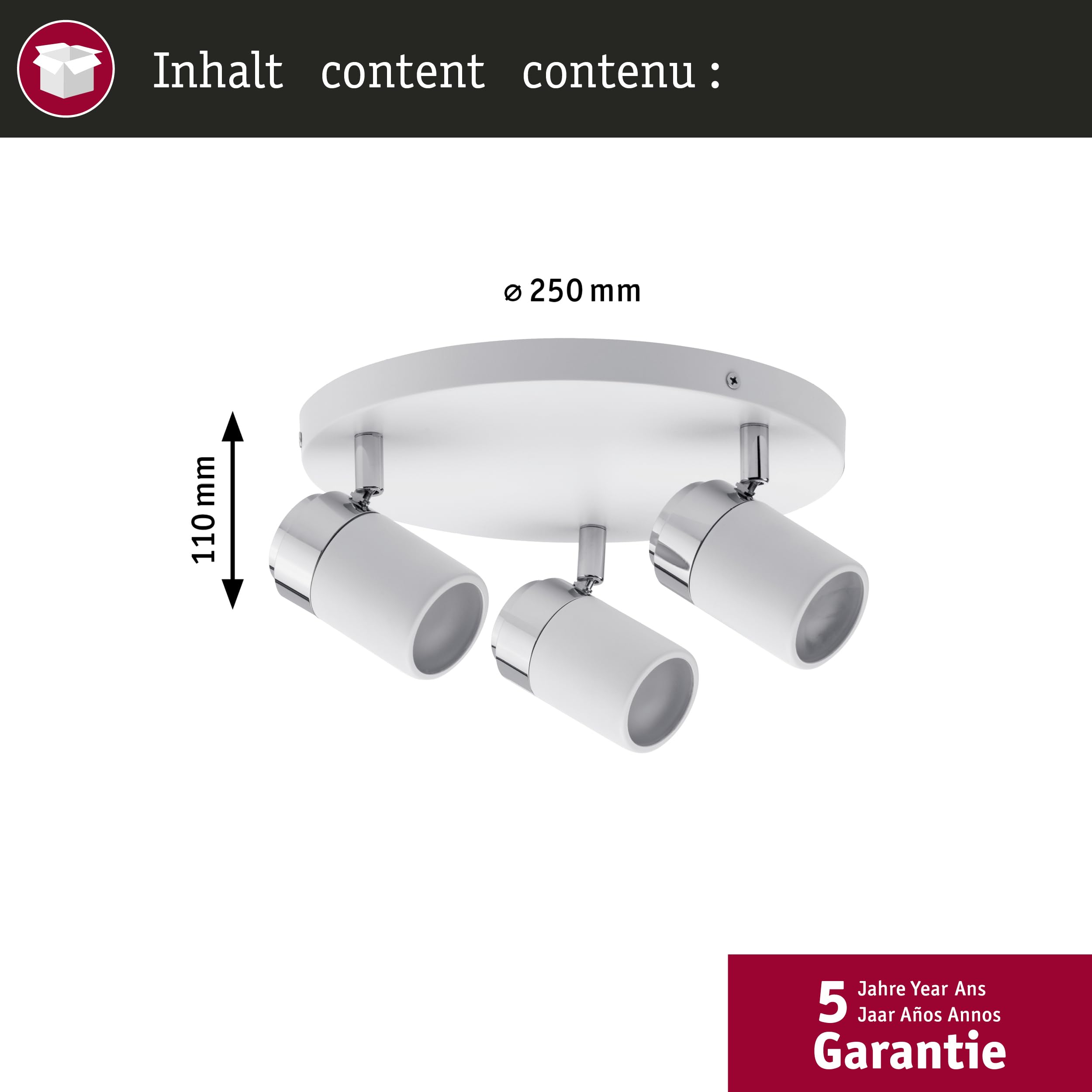 Paulmann Zyli 66712 Deckenleuchte Rondell 3-flammig IP44