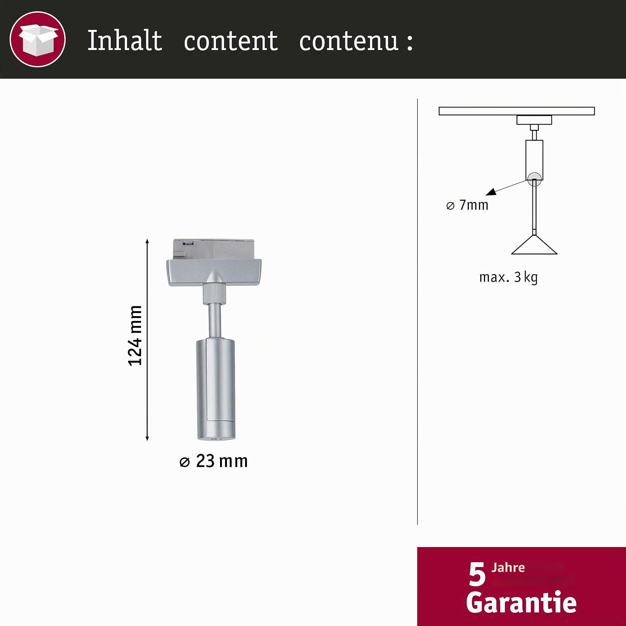 Paulmann URail Pendeladapter Universal Chrom matt 50W