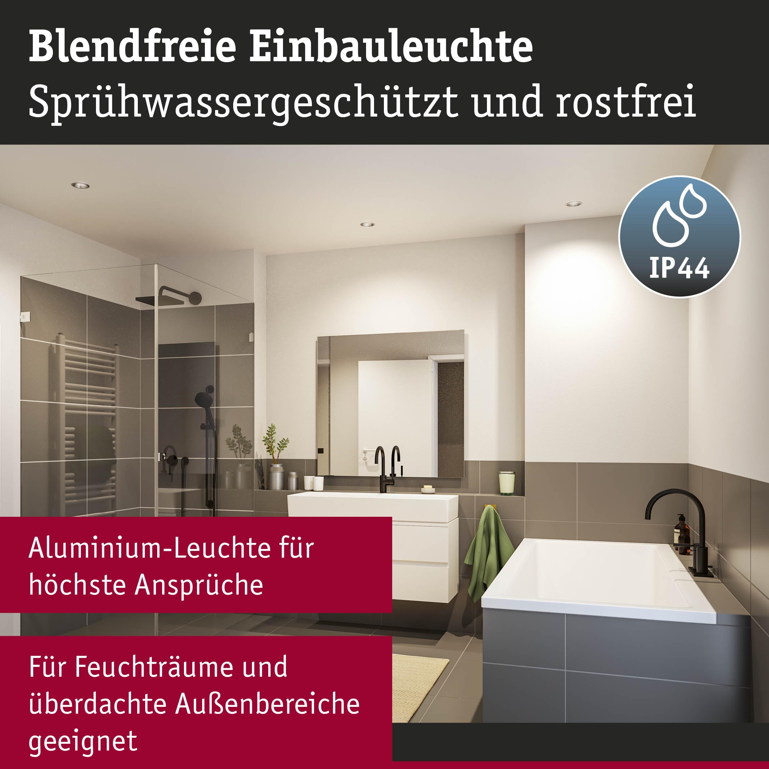 Paulmann Cole 98202 Einbauleuchte silber 1er-Set IP44