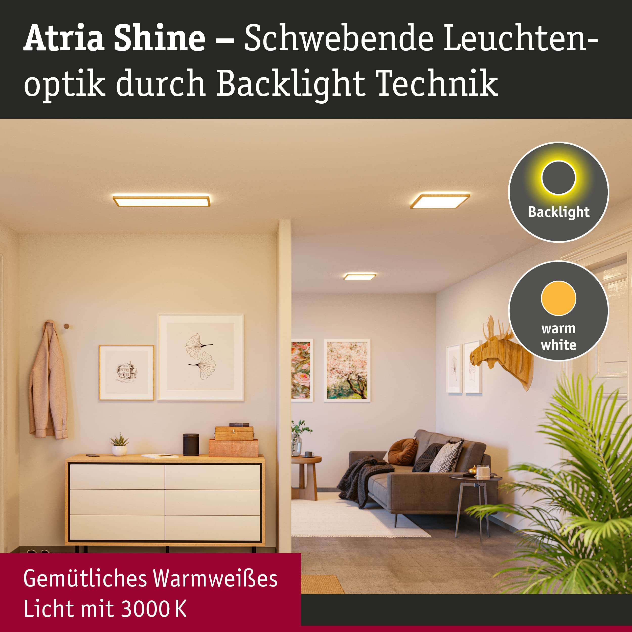 Paulmann Atria Shine 71030 LED Panel Holz 3000K