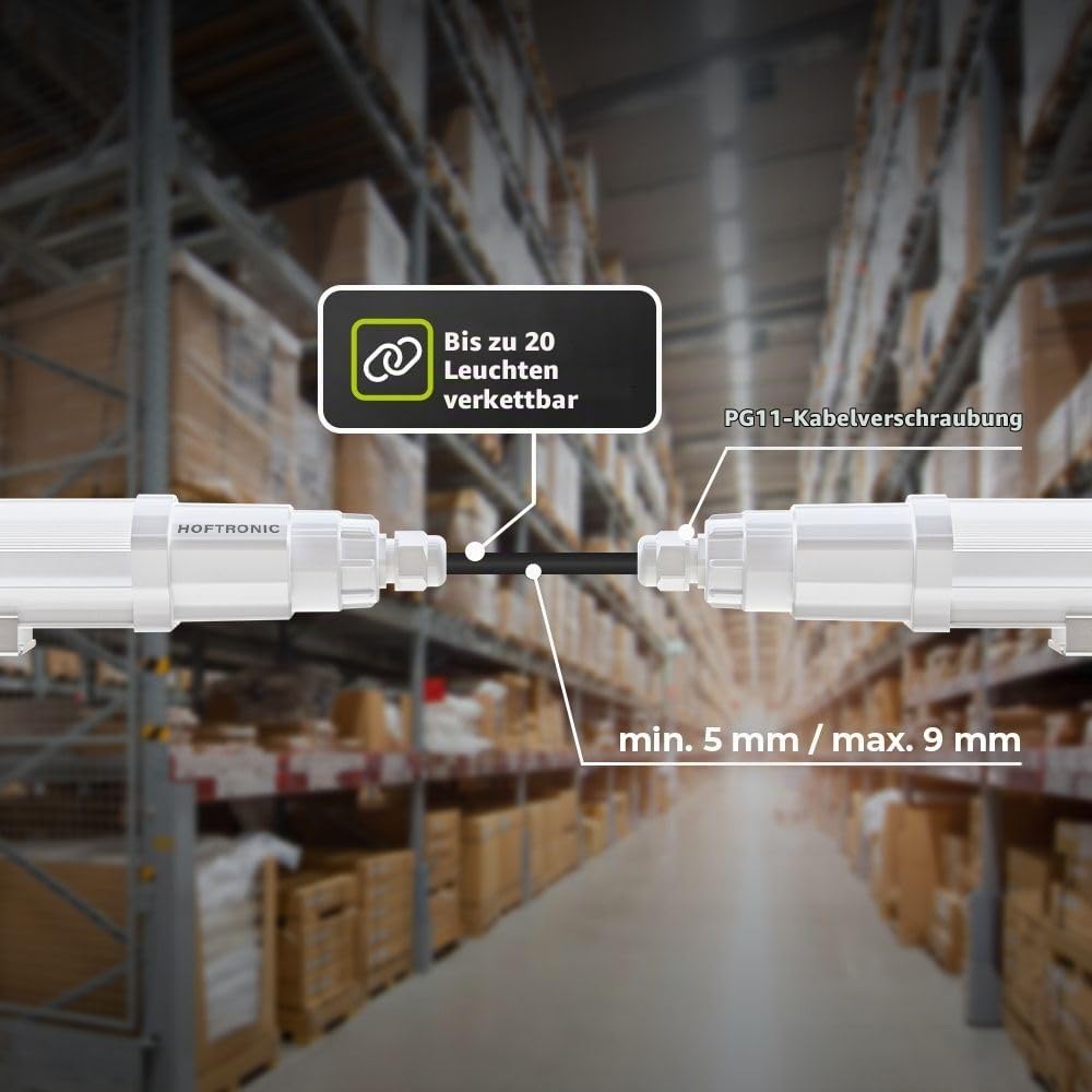 Hoftronic Q-Series Feuchtraumleuchte 120cm 36W 6500K 2er