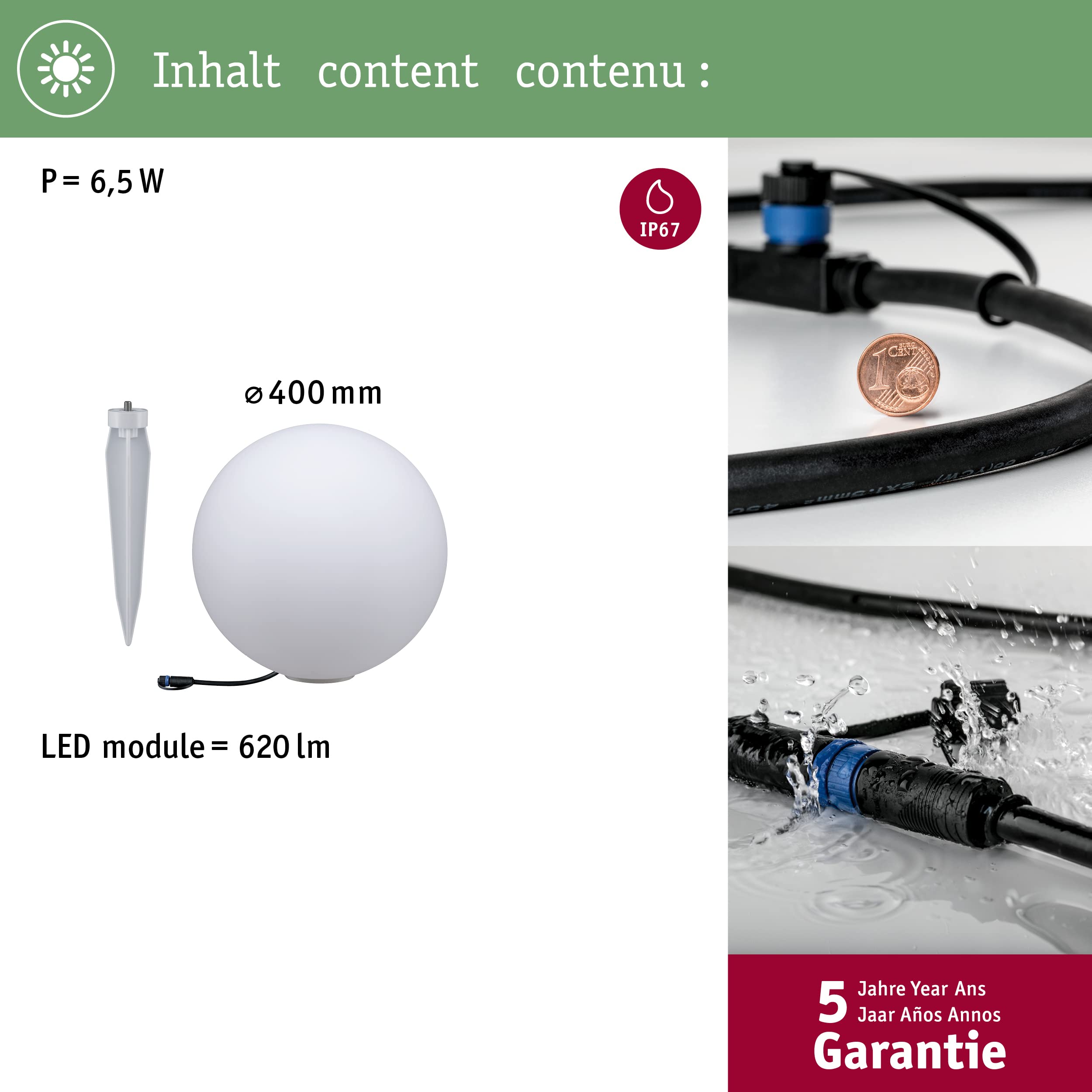 Paulmann Plug & Shine 94178 Globe Kugelleuchte Standard