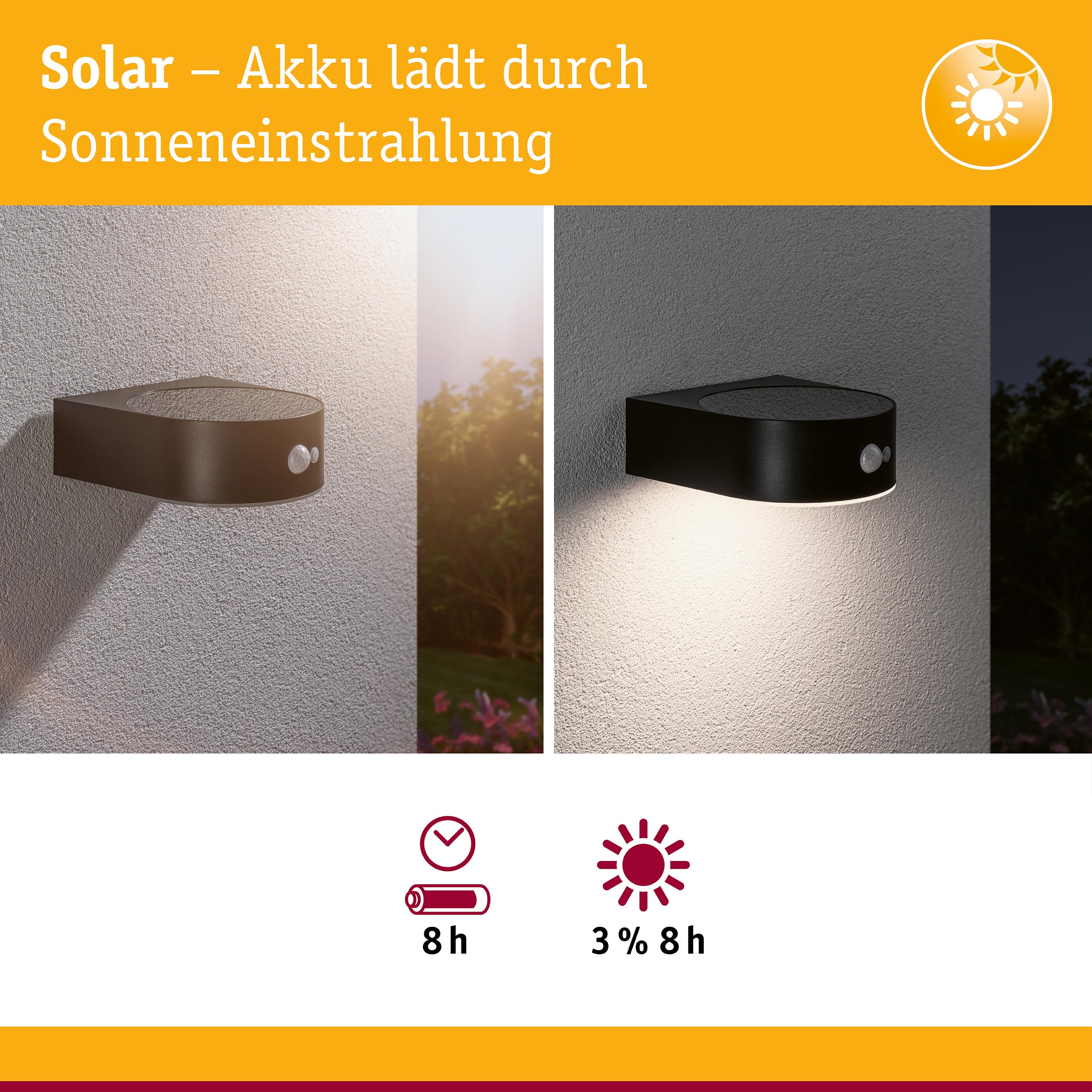 Paulmann Eileen 94570 Solar Außenwandleuchte 3000K