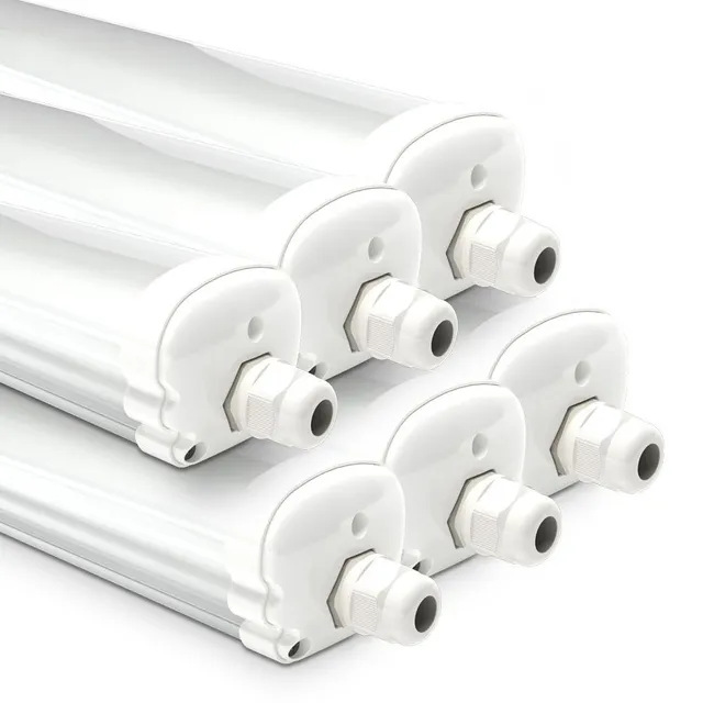 Hoftronic Feuchtraumleuchte 120cm 36W 6er Set Neutralweiß