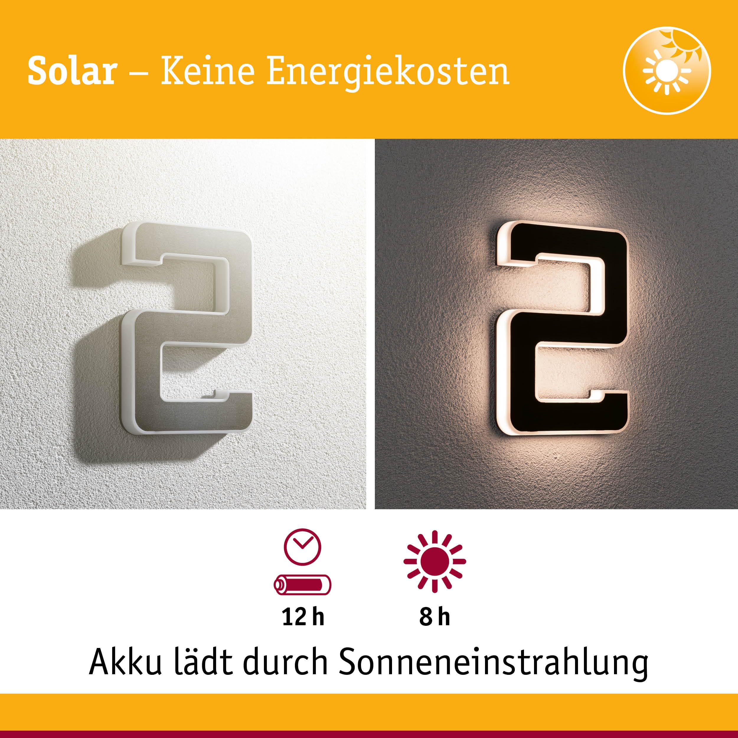 Paulmann 79843 Solar-Hausnummer schwarz warmweiß IP44