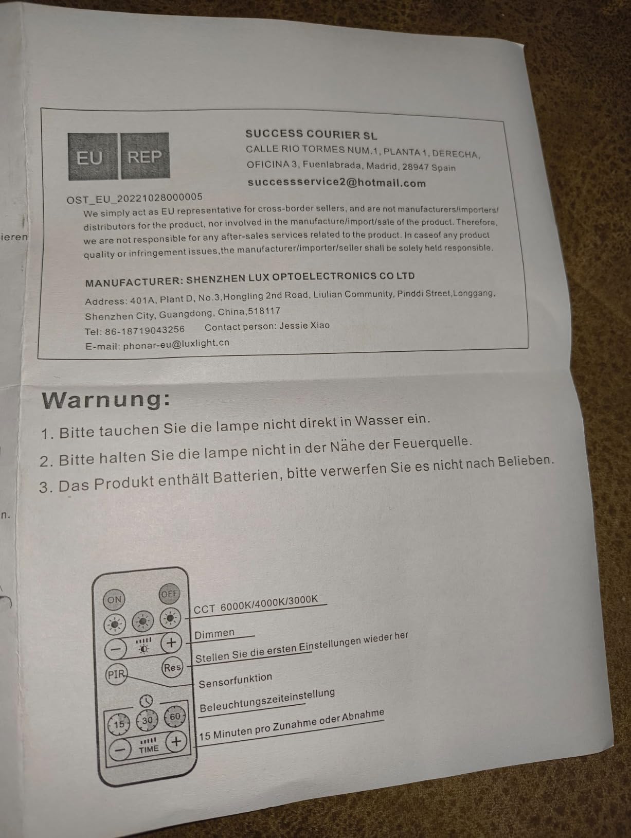 Phonar Bilderleuchte Akku 40cm Fernbedienung dimmbar 3 Modi