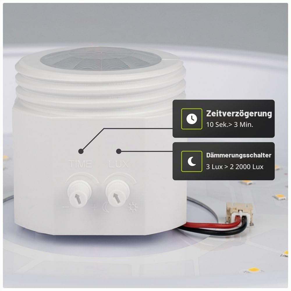 Hoftronic Deckenleuchte Sensor 12W 1000lm 3000K Warmweiß