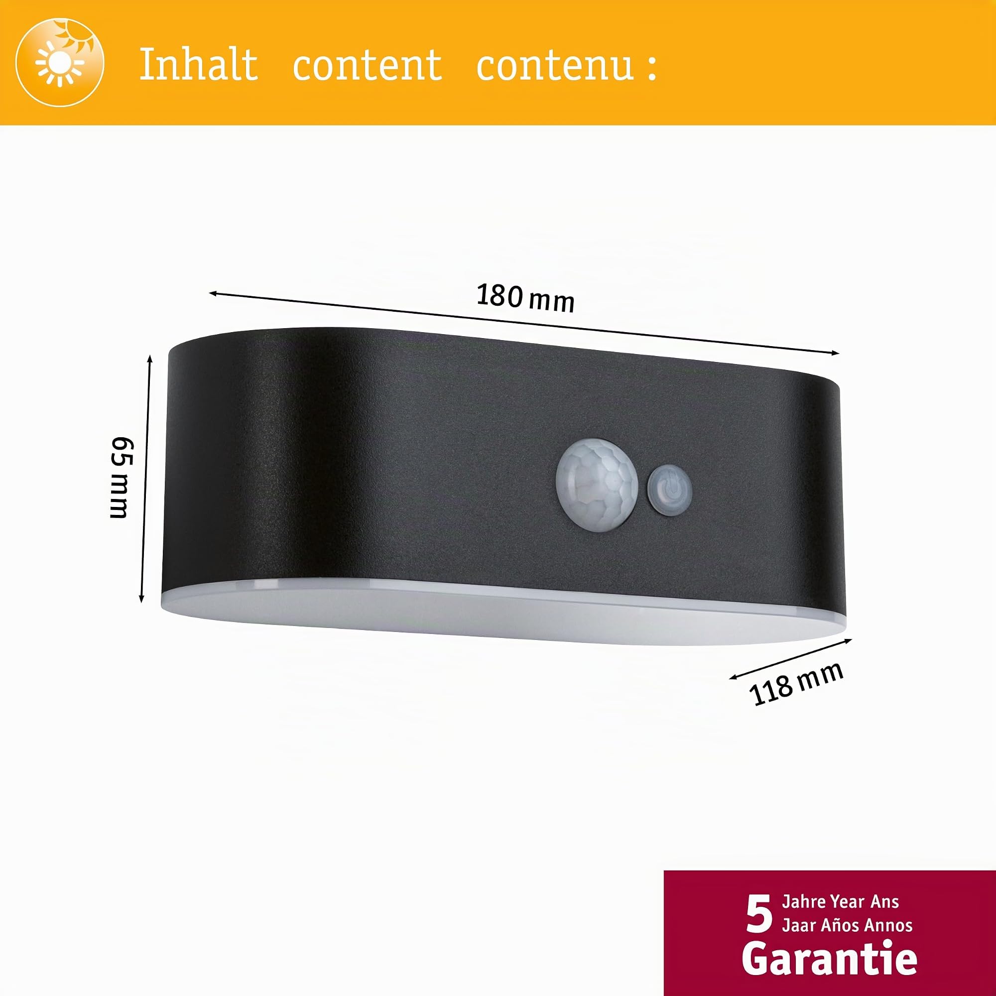 Paulmann 94571 Adya Solar Außenwandleuchte IP44 Schwarz
