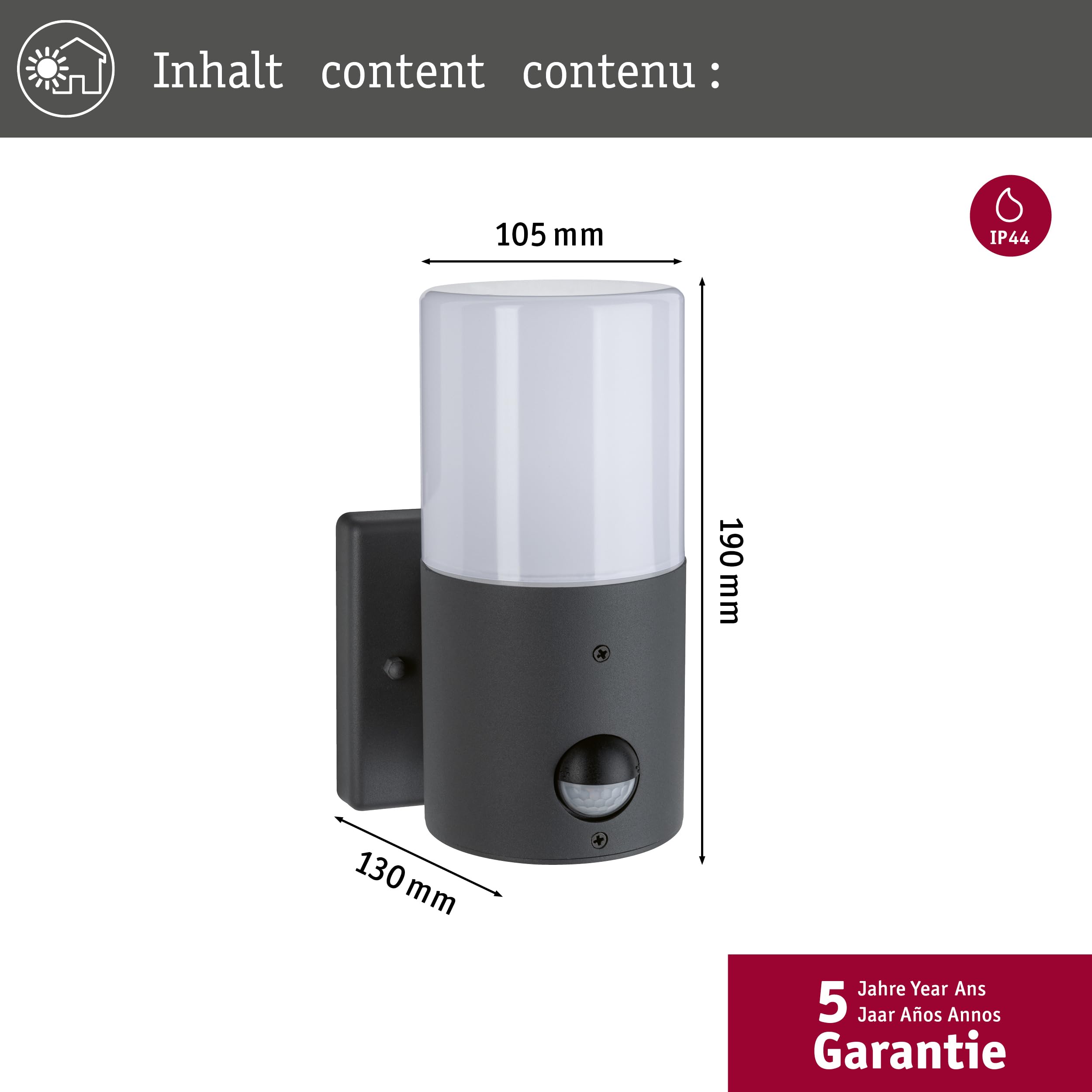 Paulmann Tubs 94648 Außenwandleuchte grau E27 IP44