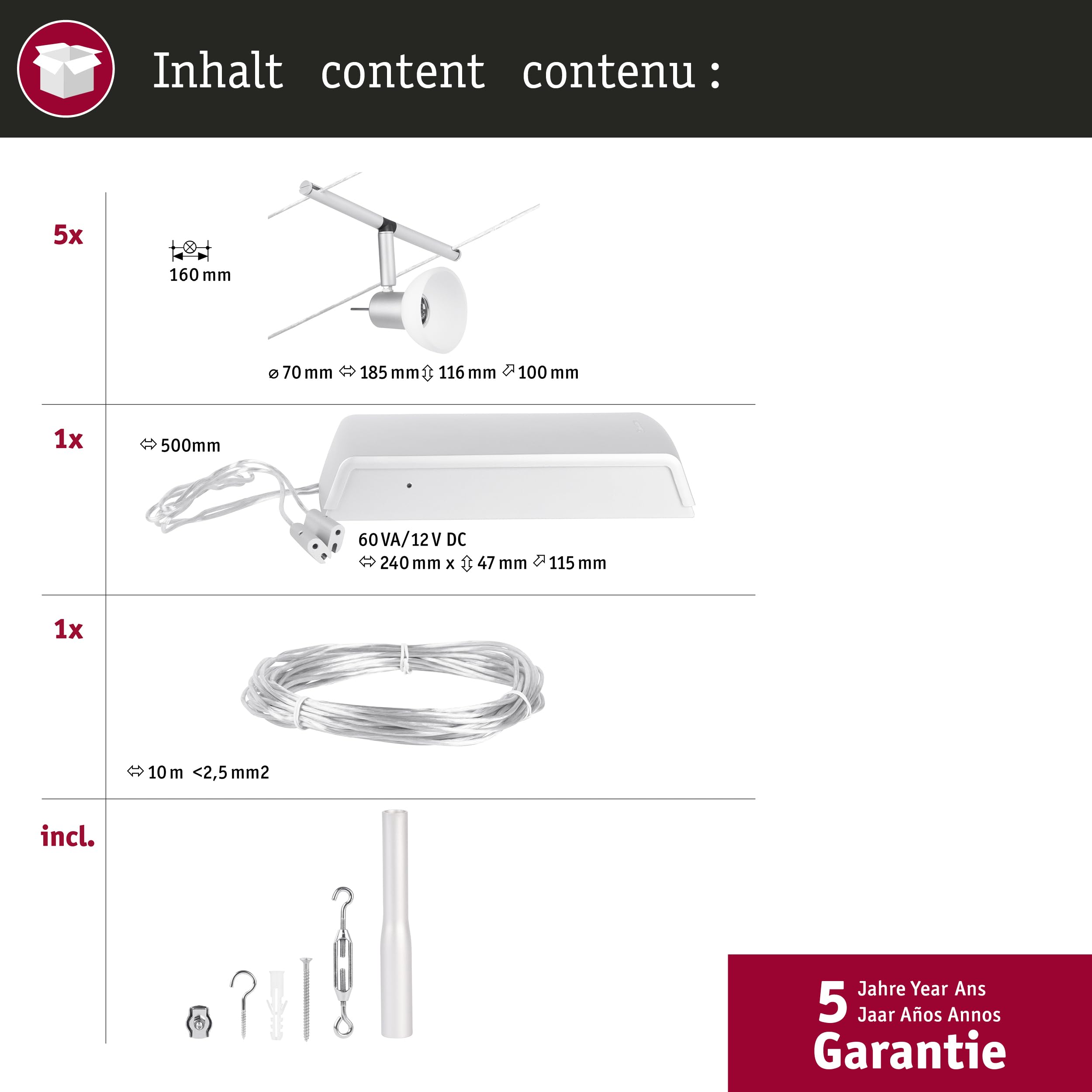 Paulmann CorDuo Sheela 94448 Seilsystem chrom matt