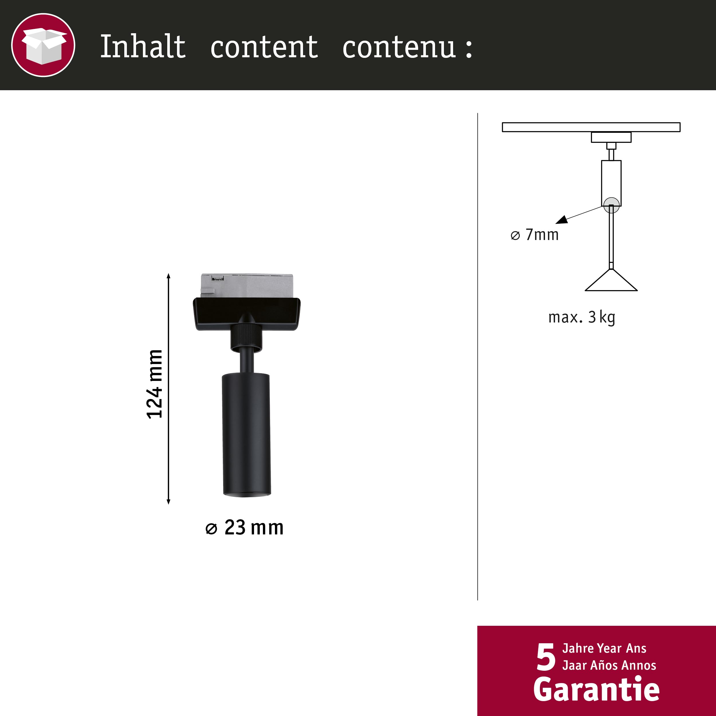 Paulmann URail 96914 Pendeladapter Universal schwarz 23 mm