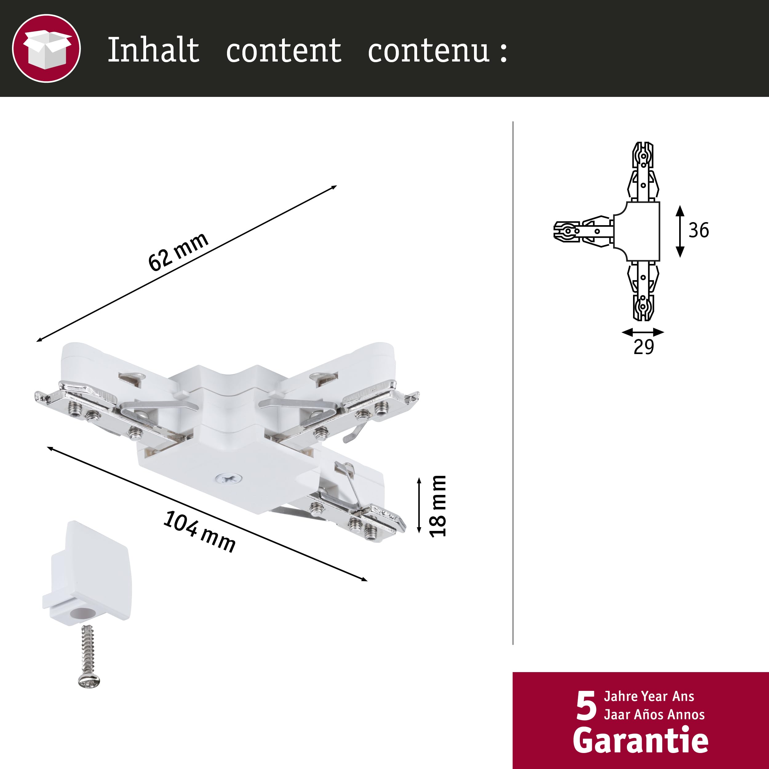 Paulmann URail T-Verbinder 125mm weiß Light&Easy