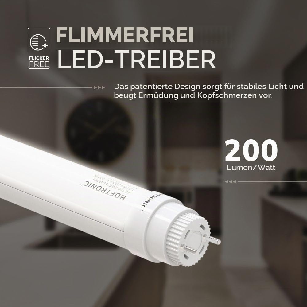 Hoftronic T8 LED-Röhre 120cm 6000K Kaltweiß 3600lm
