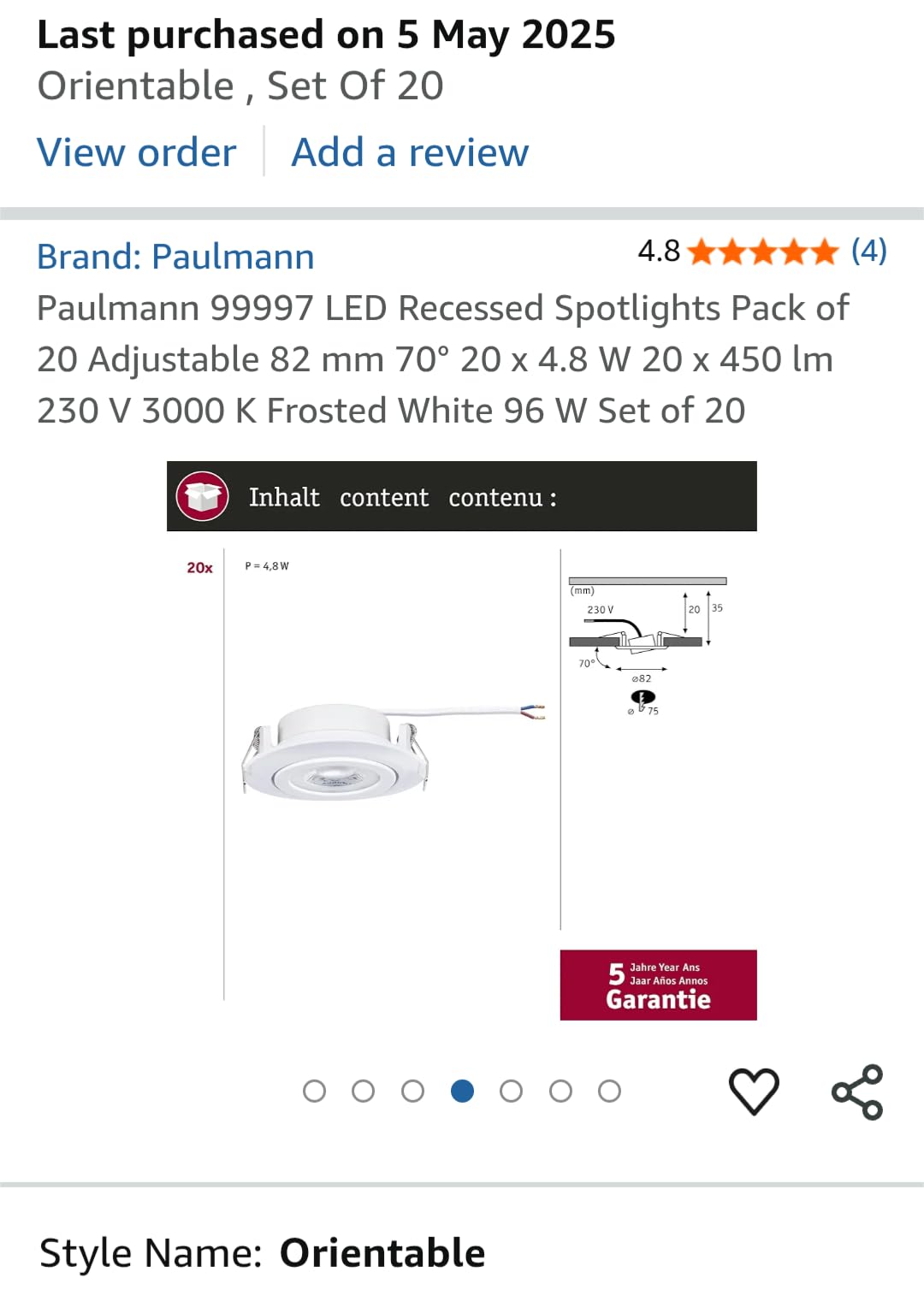 Paulmann 99996 Einbauspot 10er-Set schwenkbar warmweiß