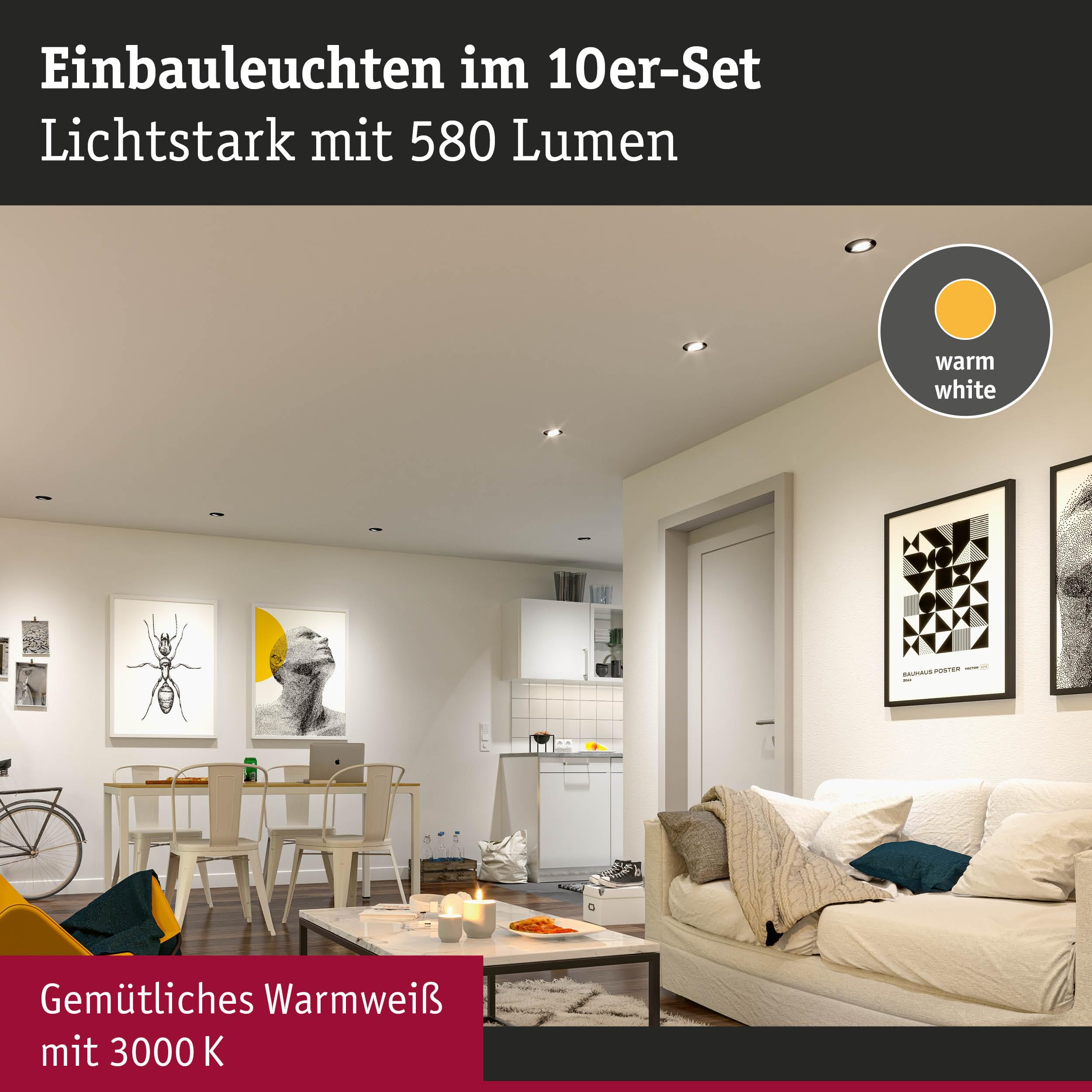 Paulmann 99996 Einbauspot 10er-Set schwenkbar warmweiß
