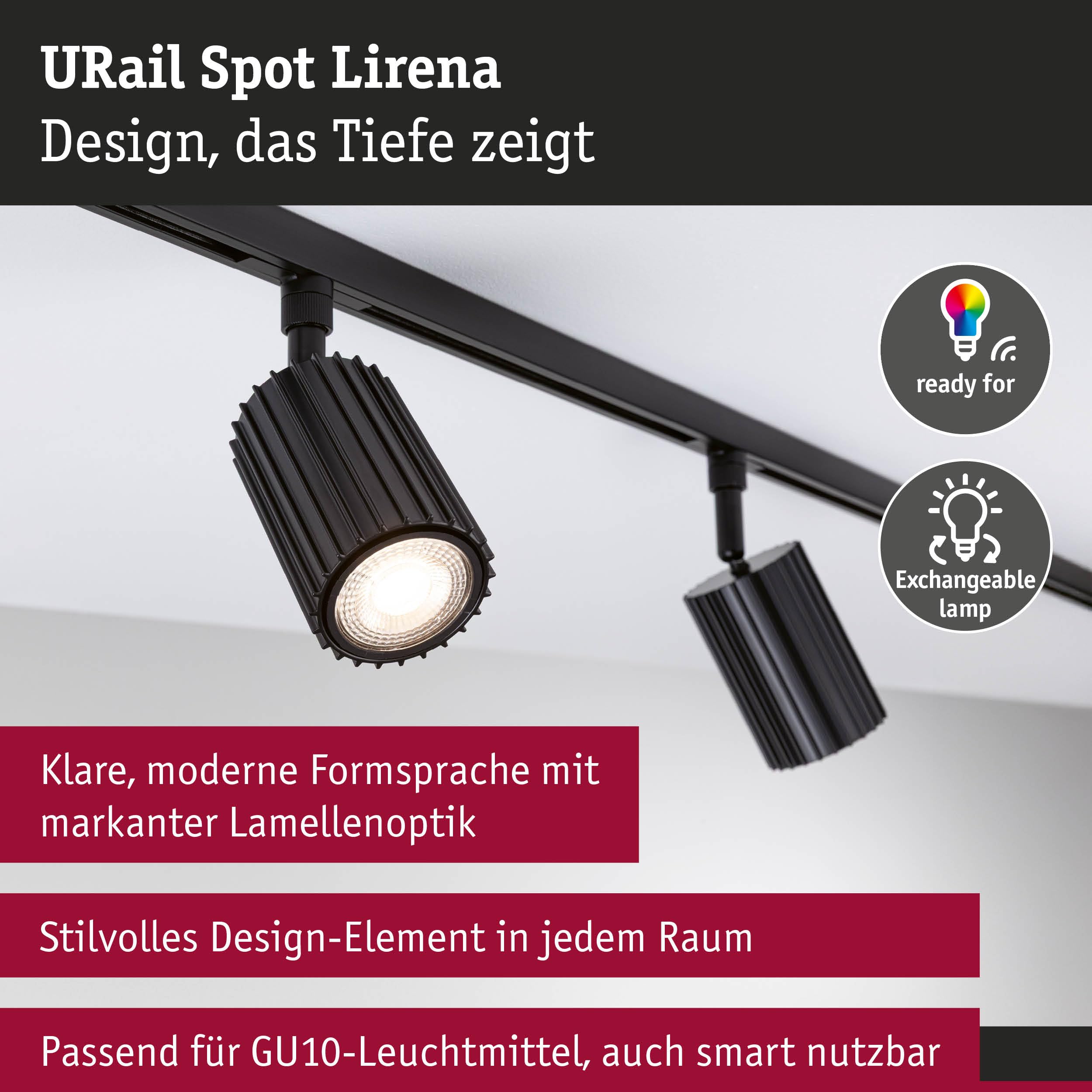 Paulmann URail Lirena 93146 Spot Schwarz matt