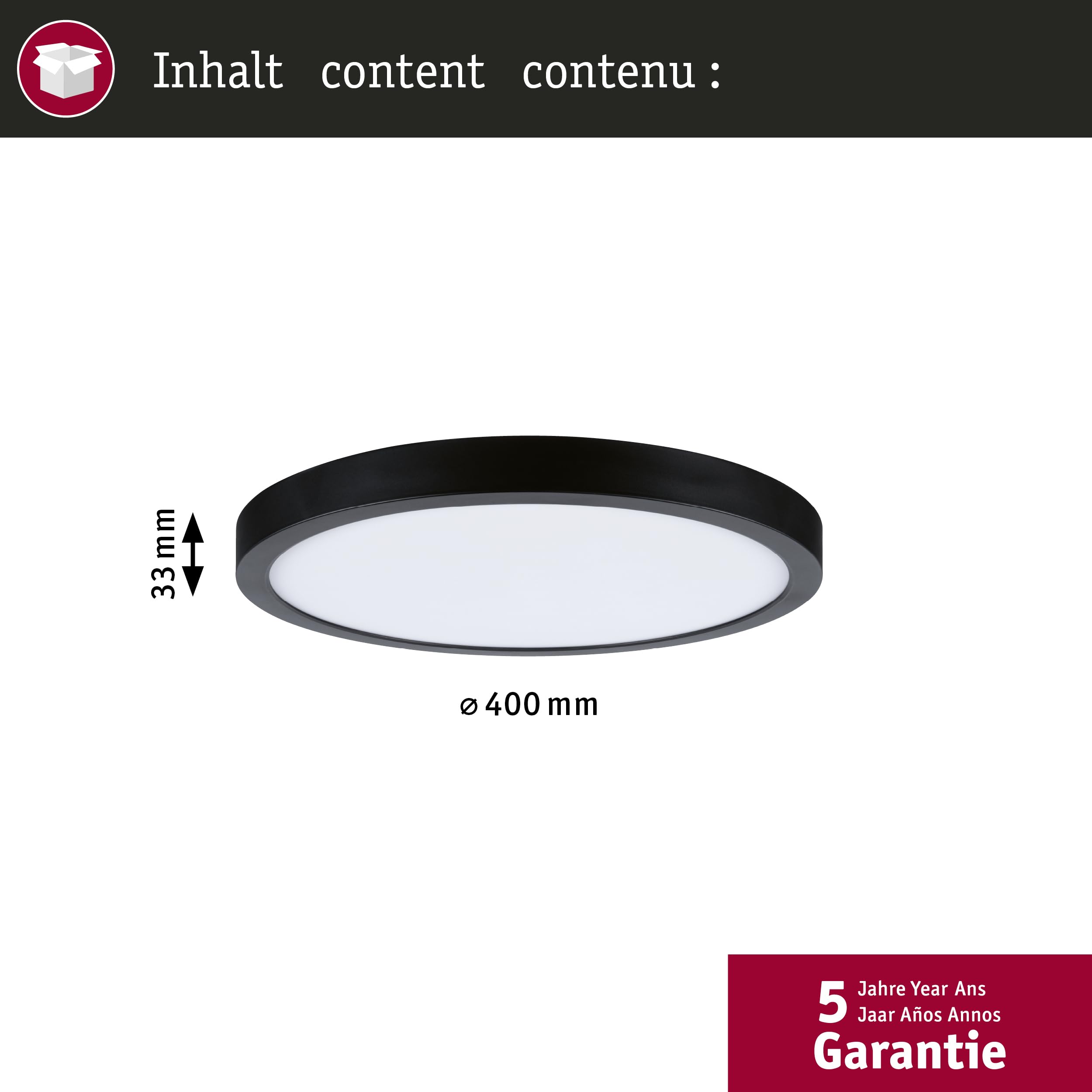 Paulmann Abia 2 LED-Panel 400mm schwarz mit Sensor