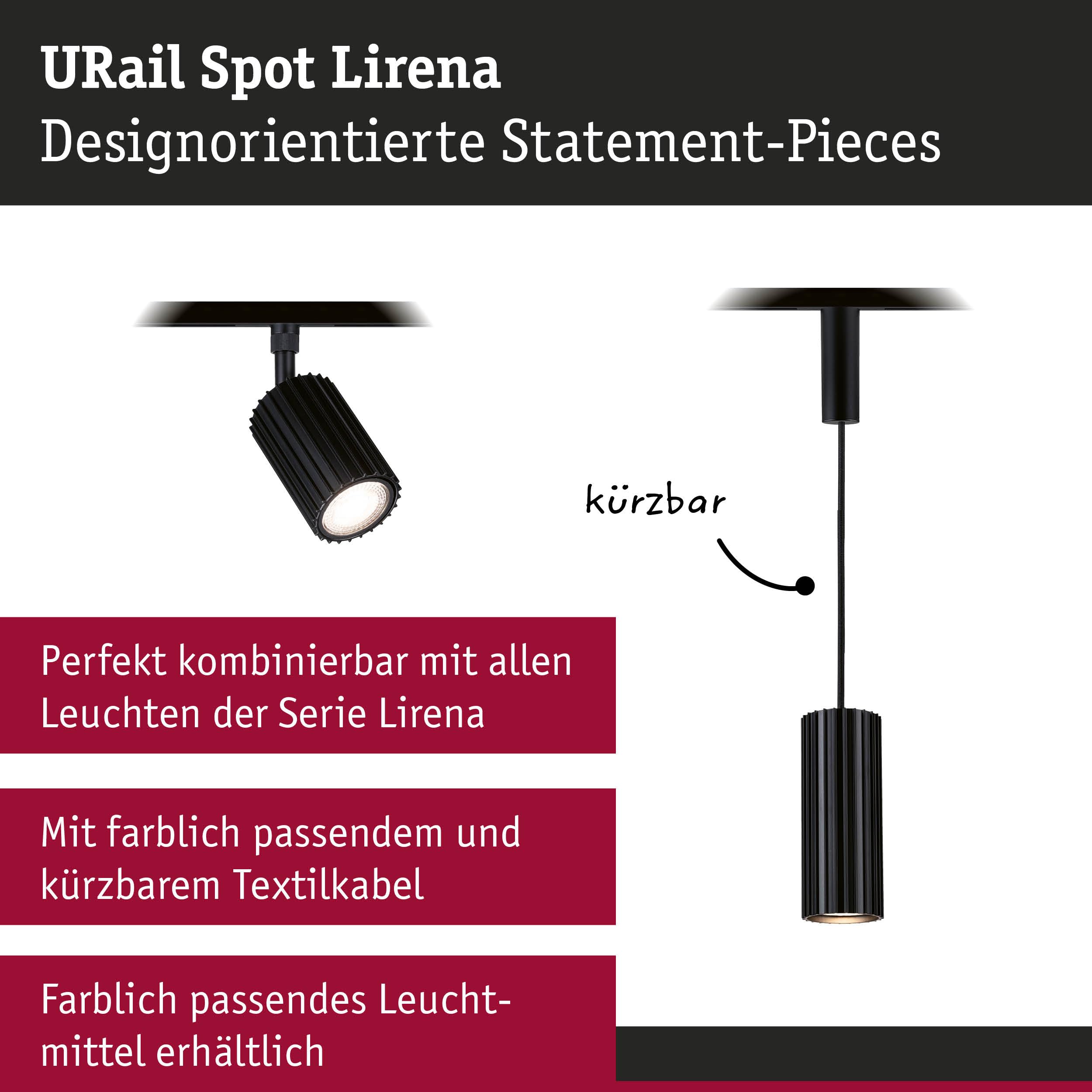 Paulmann URail Lirena 93146 Spot Schwarz matt