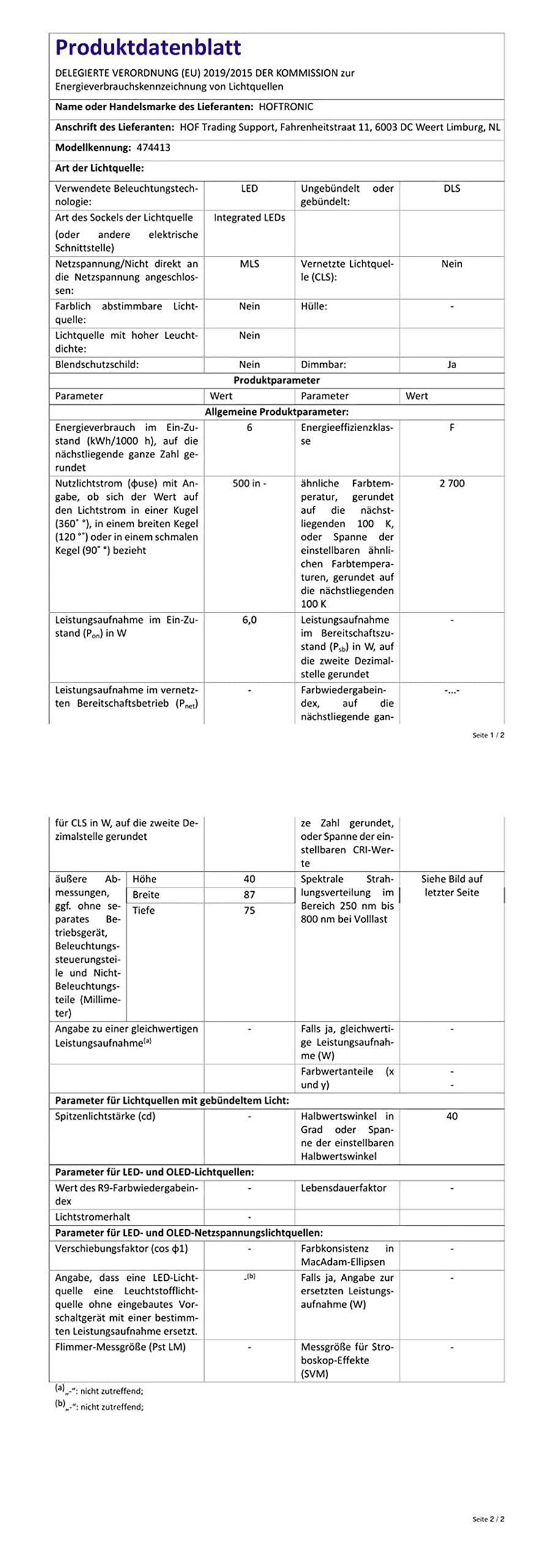 Hoftronic Rome Einbaustrahler 6er Schwarz dimmbar