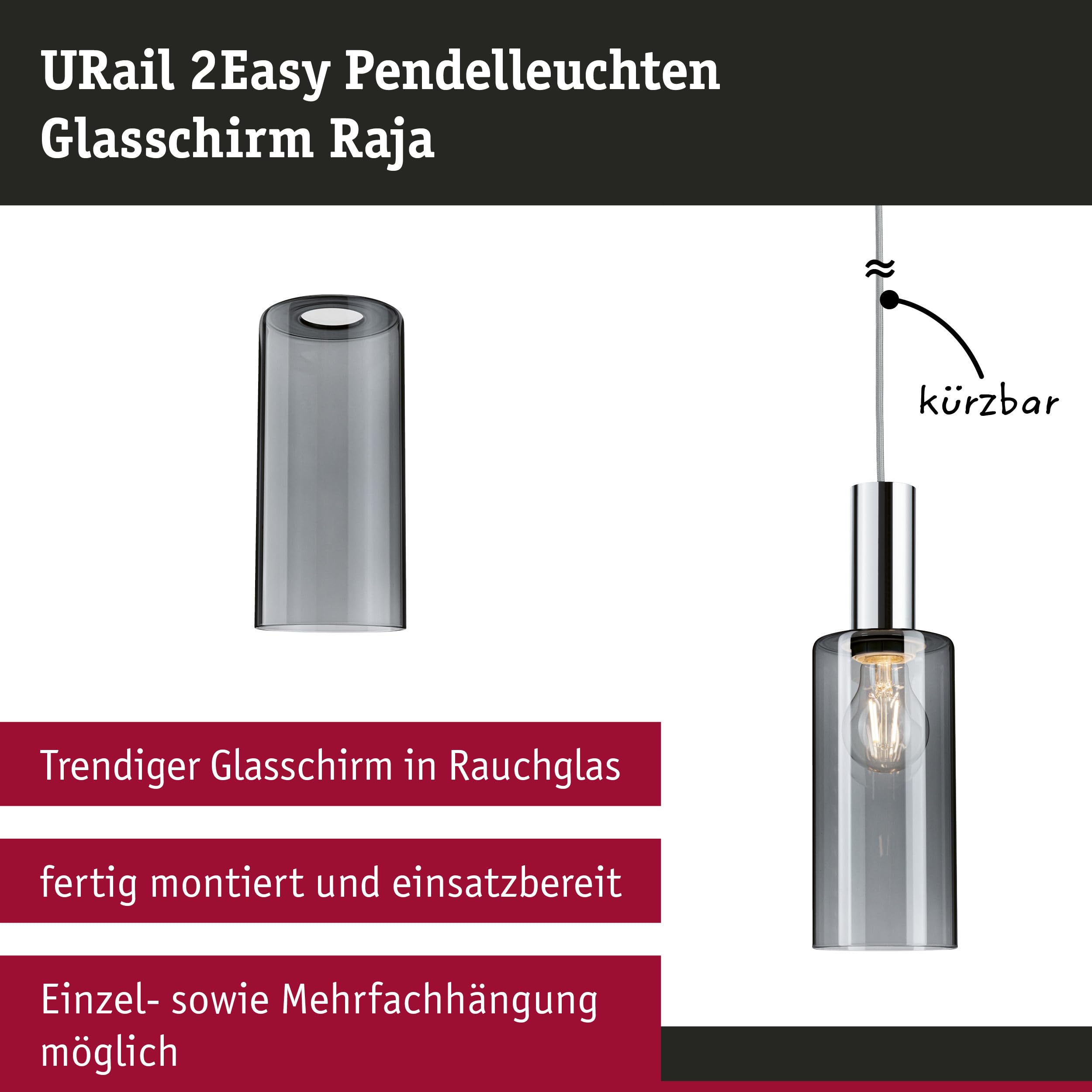 Paulmann URail Raja 95607 Schirm Rauchglas 100mm