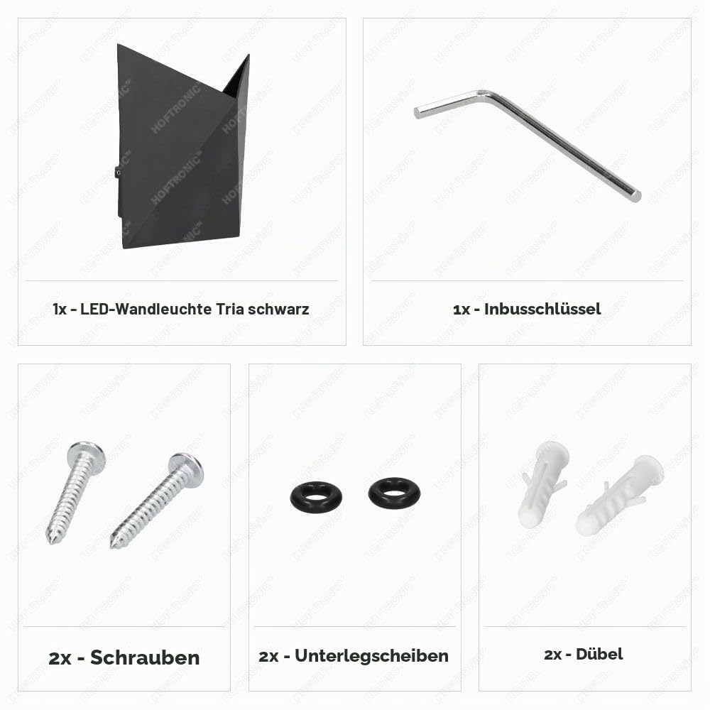 Hoftronic Tria Wandleuchte Uplight Schwarz IP54