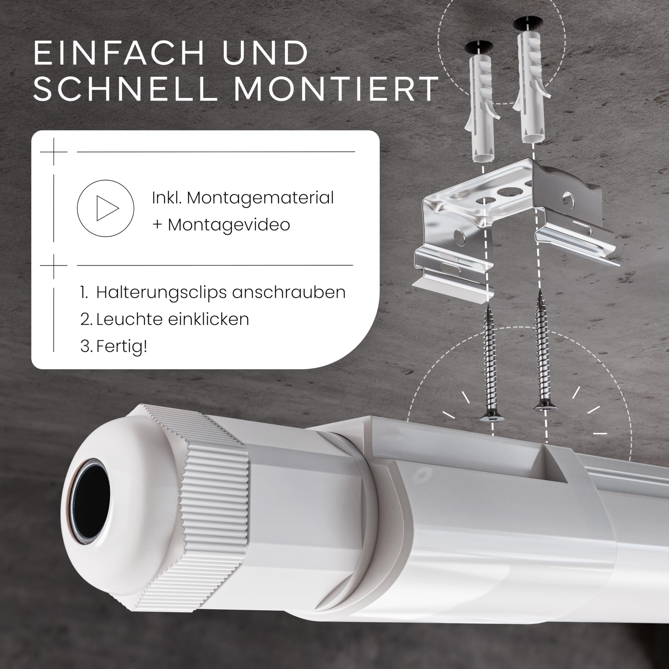 MATO Feuchtraumleuchte LED 120cm 36W 6500K kaltweiß 2 Stück