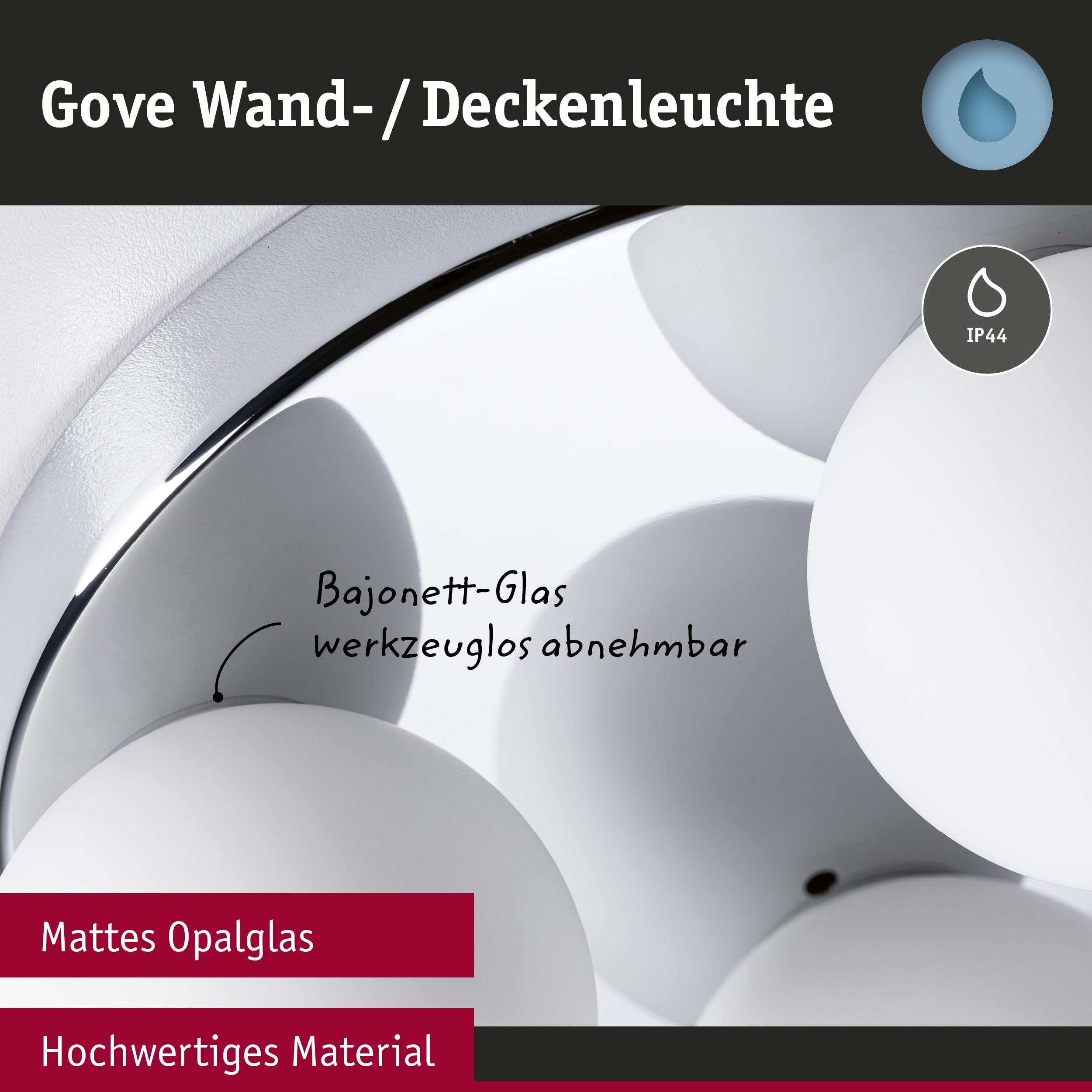 Paulmann Selection Bathroom Gove 71062 Deckenleuchte 3er Chrom IP44