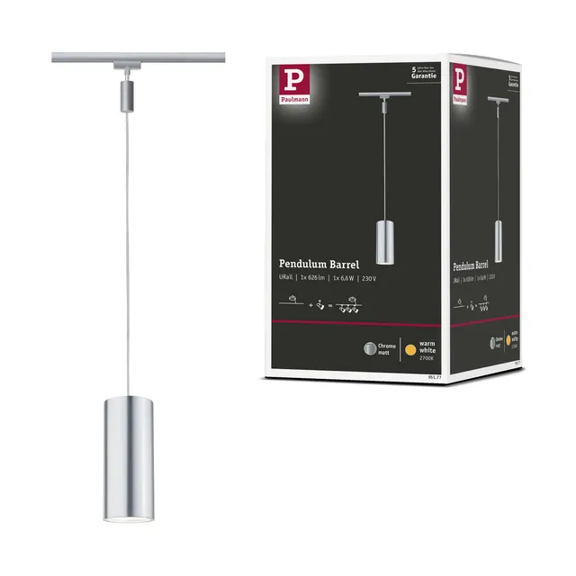 Paulmann URail Barrel 951.77 Schienenleuchte Chrom matt 6W LED