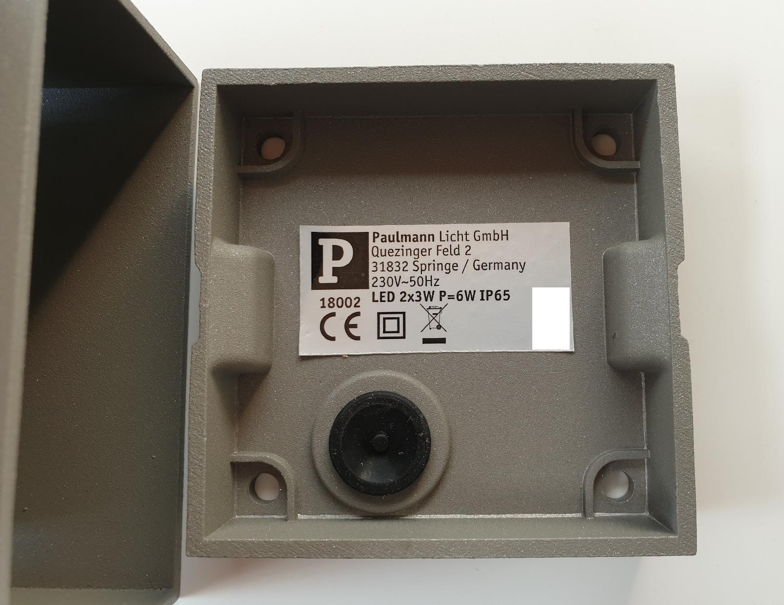 Paulmann Cybo LED Wandaufbauleuchte eckig grau IP65 2x3W