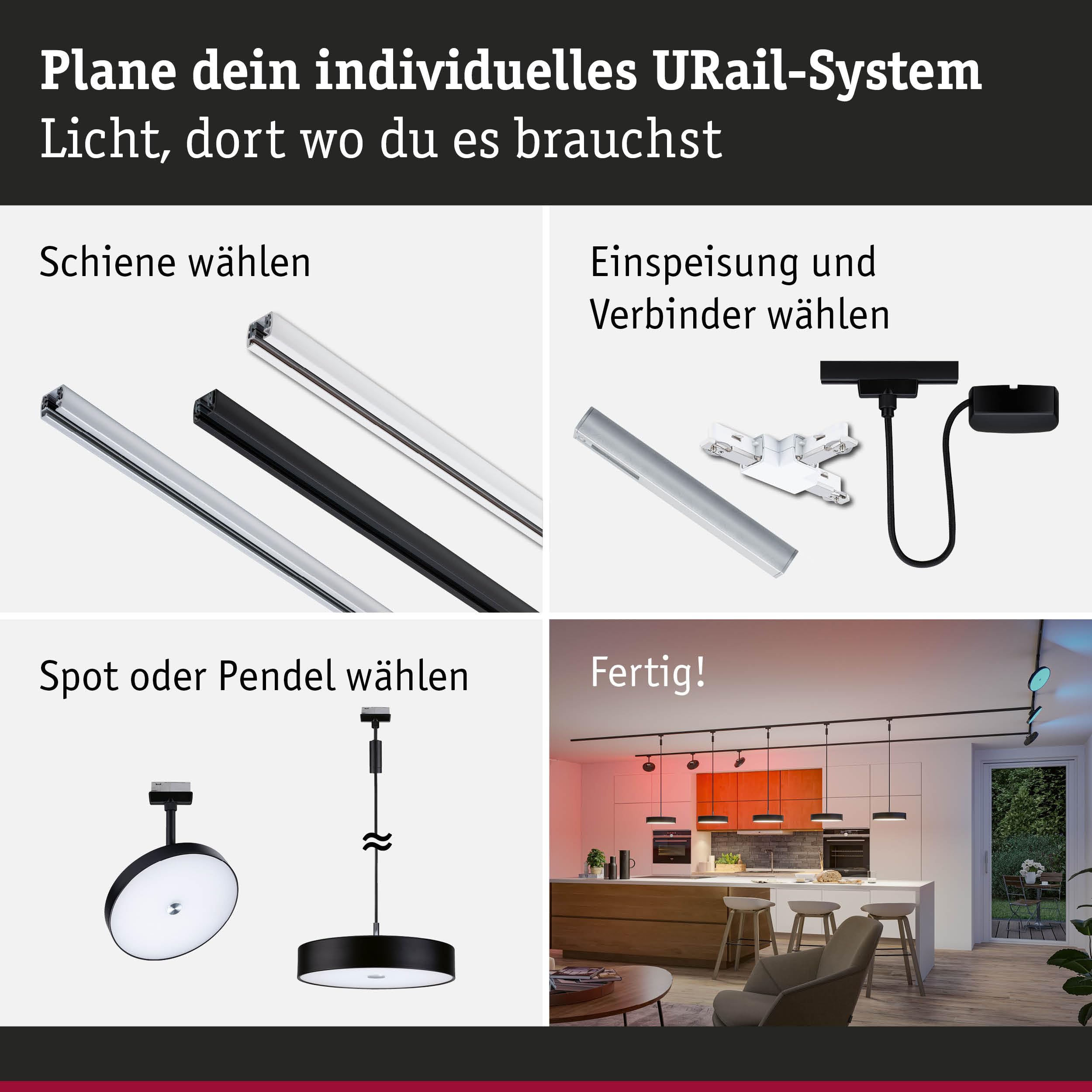 Paulmann URail 95690 Hildor Spot Schwarz matt RGBW