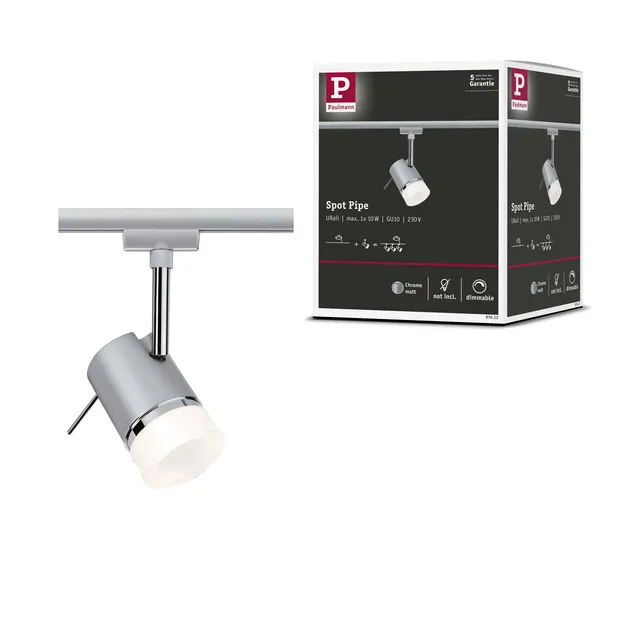Paulmann URail 97612 Pipe Schienenspot GU10 chrom matt dimmbar