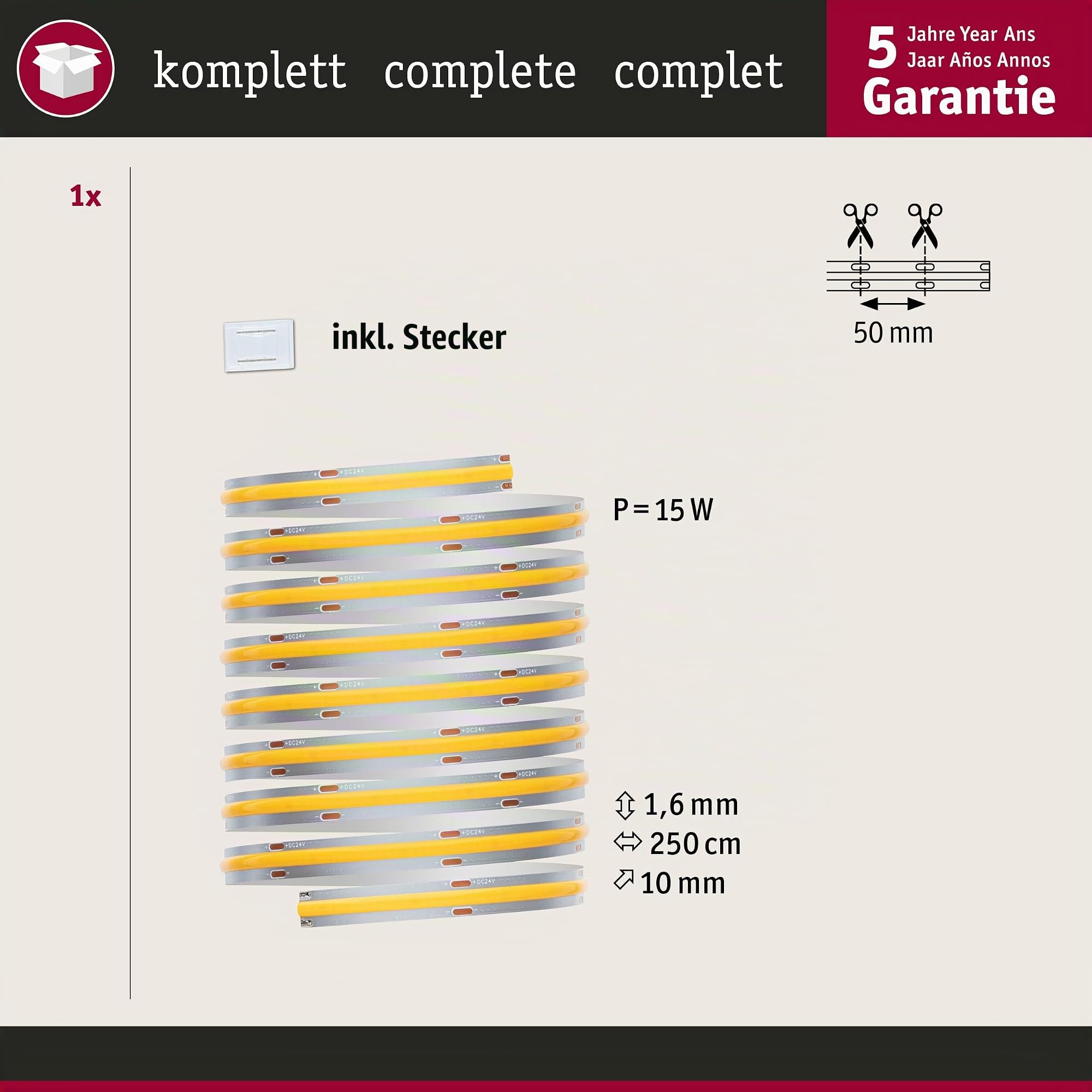 Paulmann MaxLED 500 71047 LED Stripe 2,5m 2700K silber