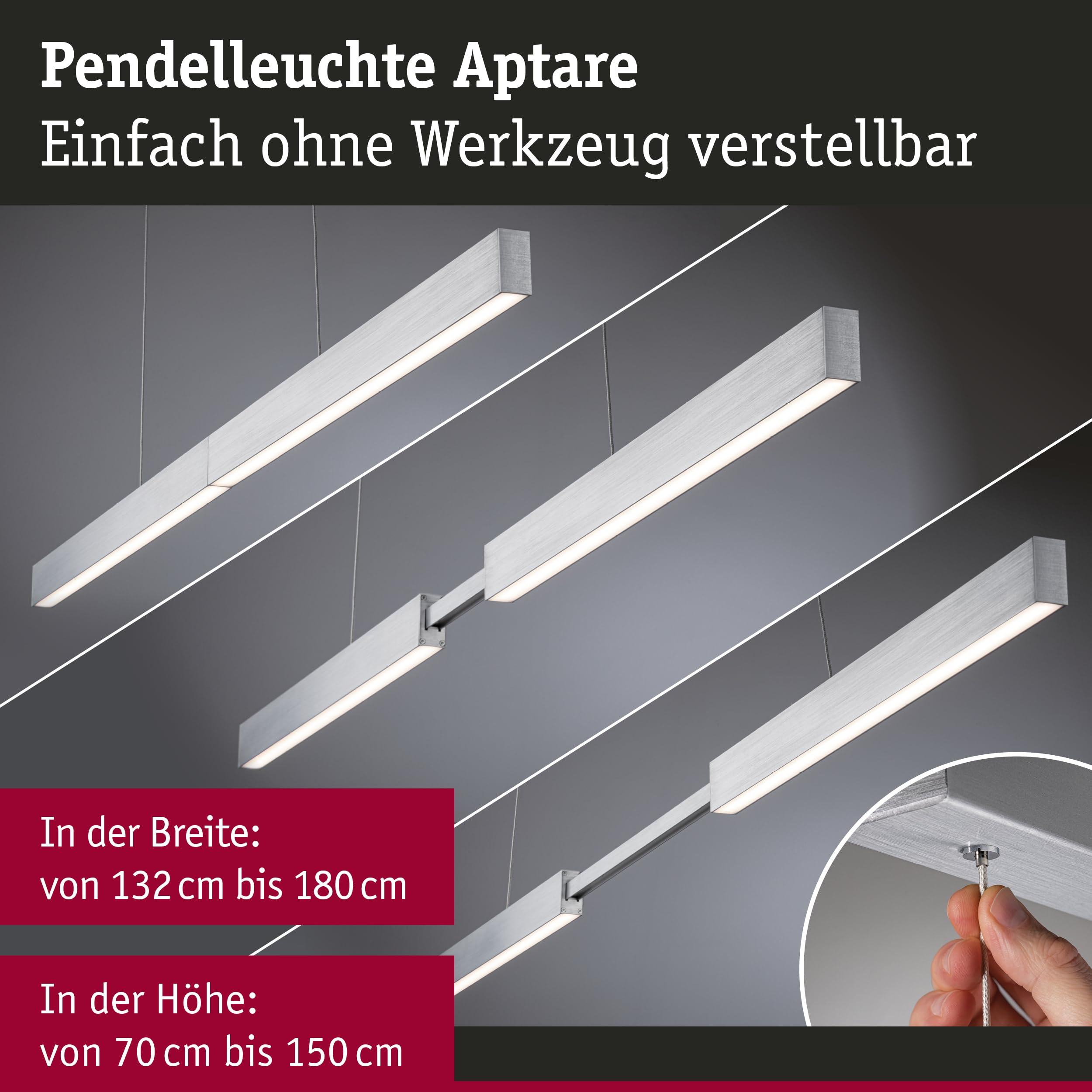 Paulmann Aptare 78025 Pendelleuchte Zigbee RGBW Alu 1920lm smart