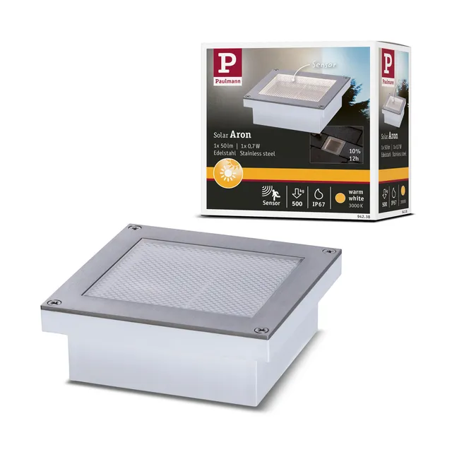 Paulmann Aron 94238 Solar Bodeneinbauleuchte 10x10cm IP67