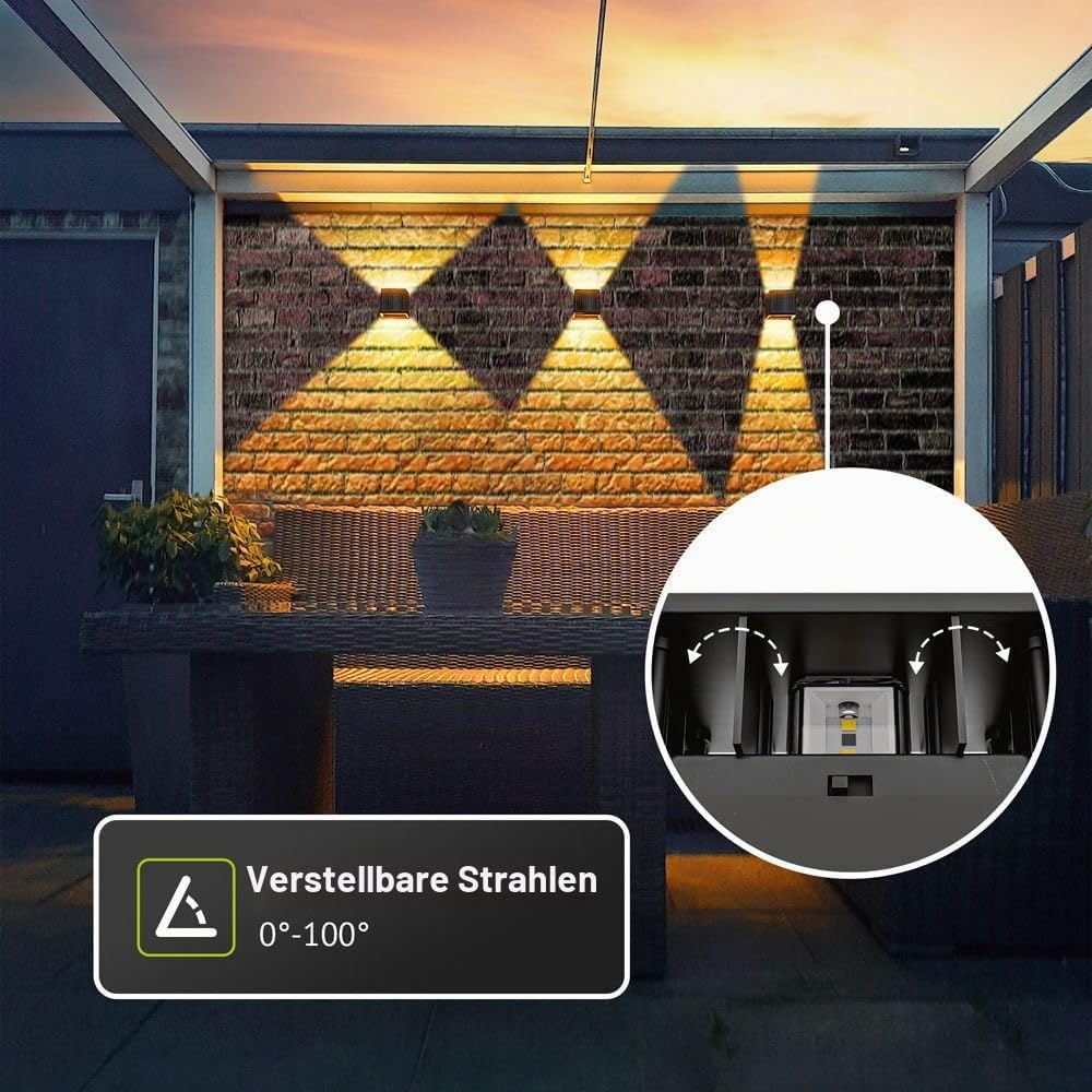 Hoftronic Louis Solar Wandleuchte 2er Set IP65