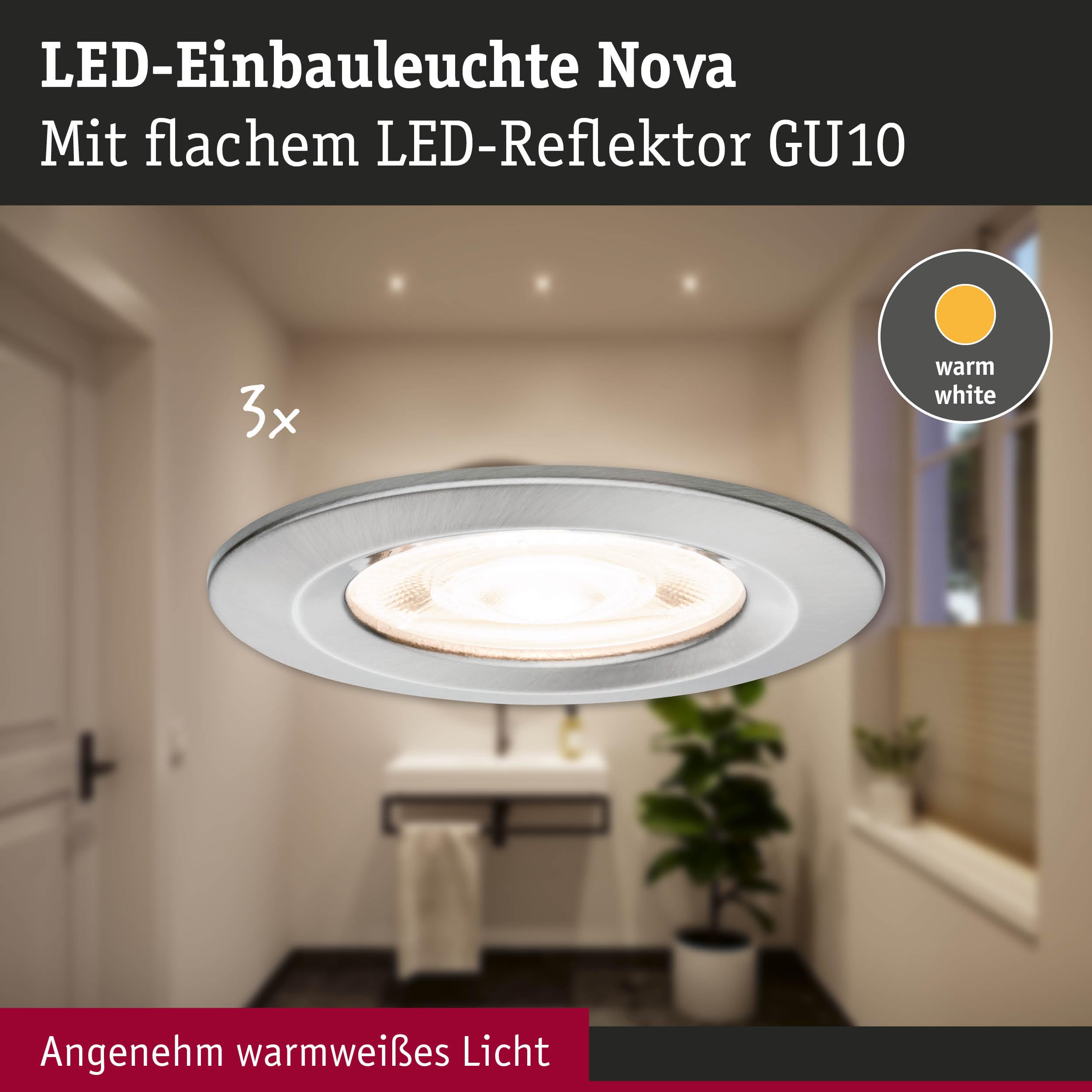 Paulmann Nova GU10 Flat 92279 Einbauleuchte 3er-Set IP44