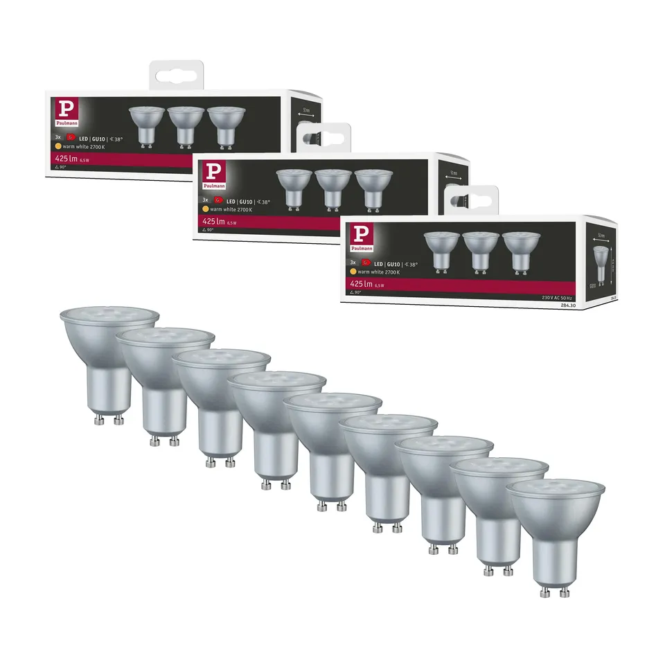 Paulmann Standard 5285 GU10 LED Reflektor 9er-Set warmweiß