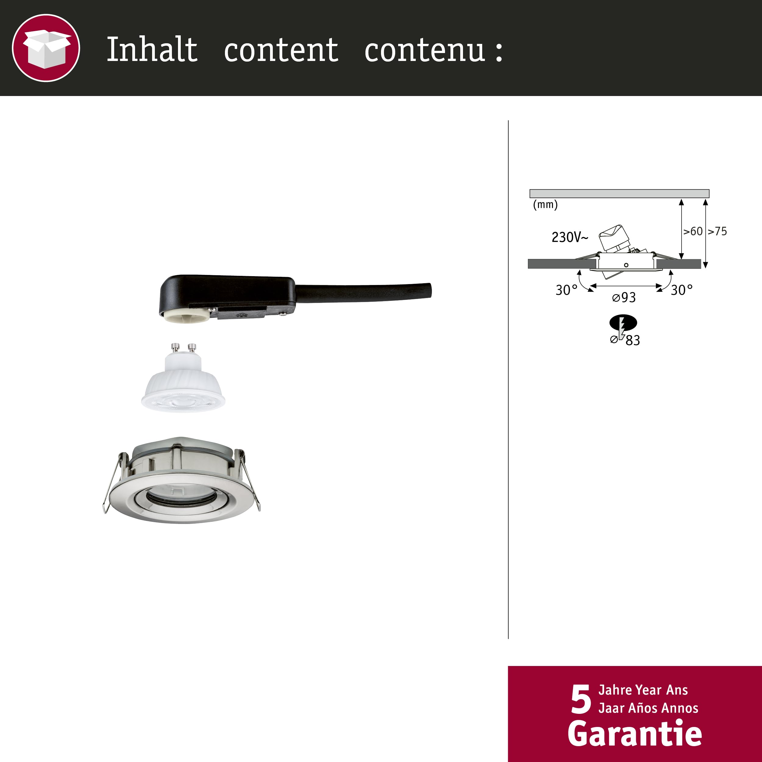 Paulmann Nova Plus GU10 Flat 92421 Einbauleuchte eisen neutralweiß