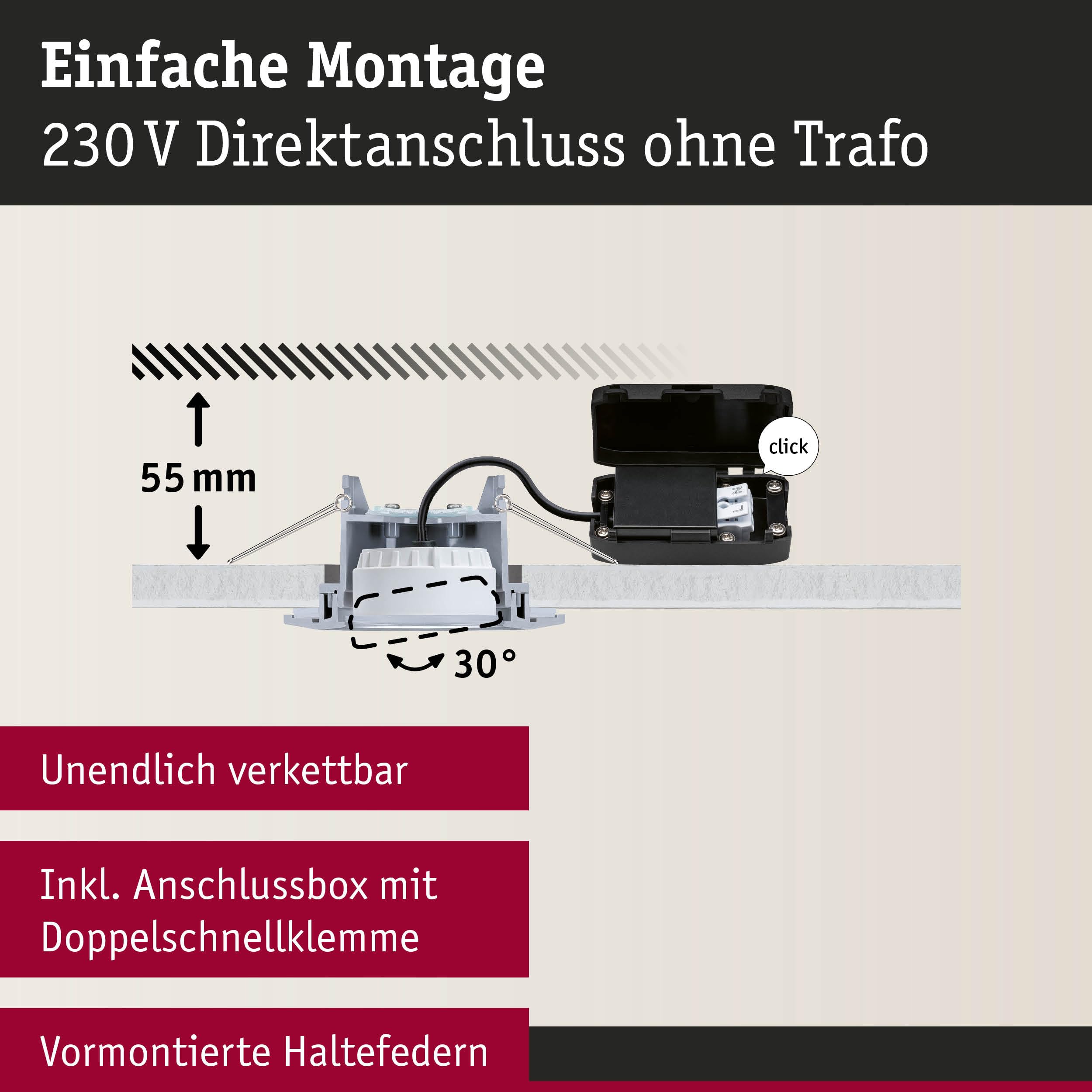 Paulmann Calla 98198 Einbauspot 10er-Set schwarz schwenkbar