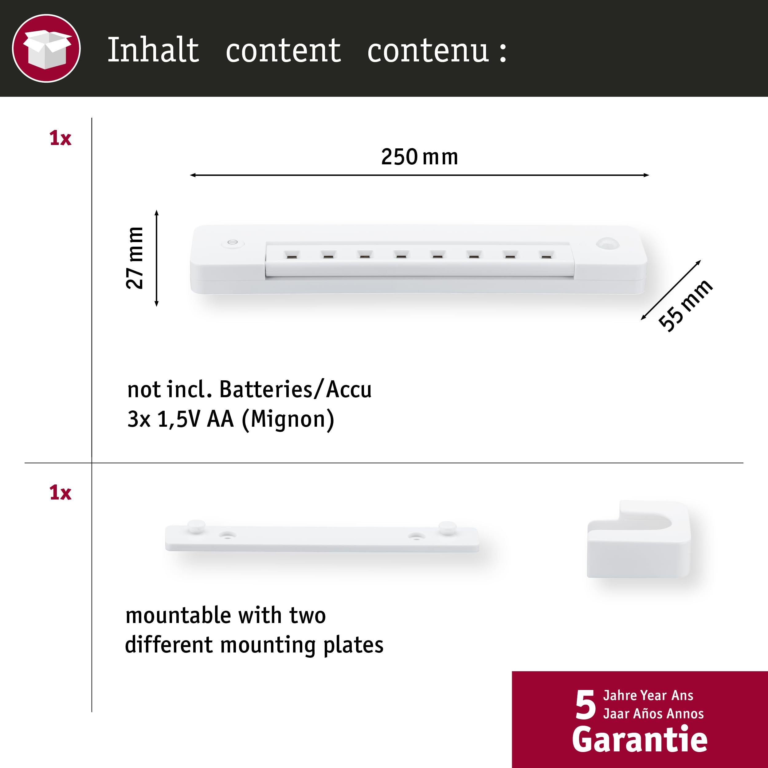 Paulmann SmartLight 70638 LED Schrankleuchte Batterie warmweiß